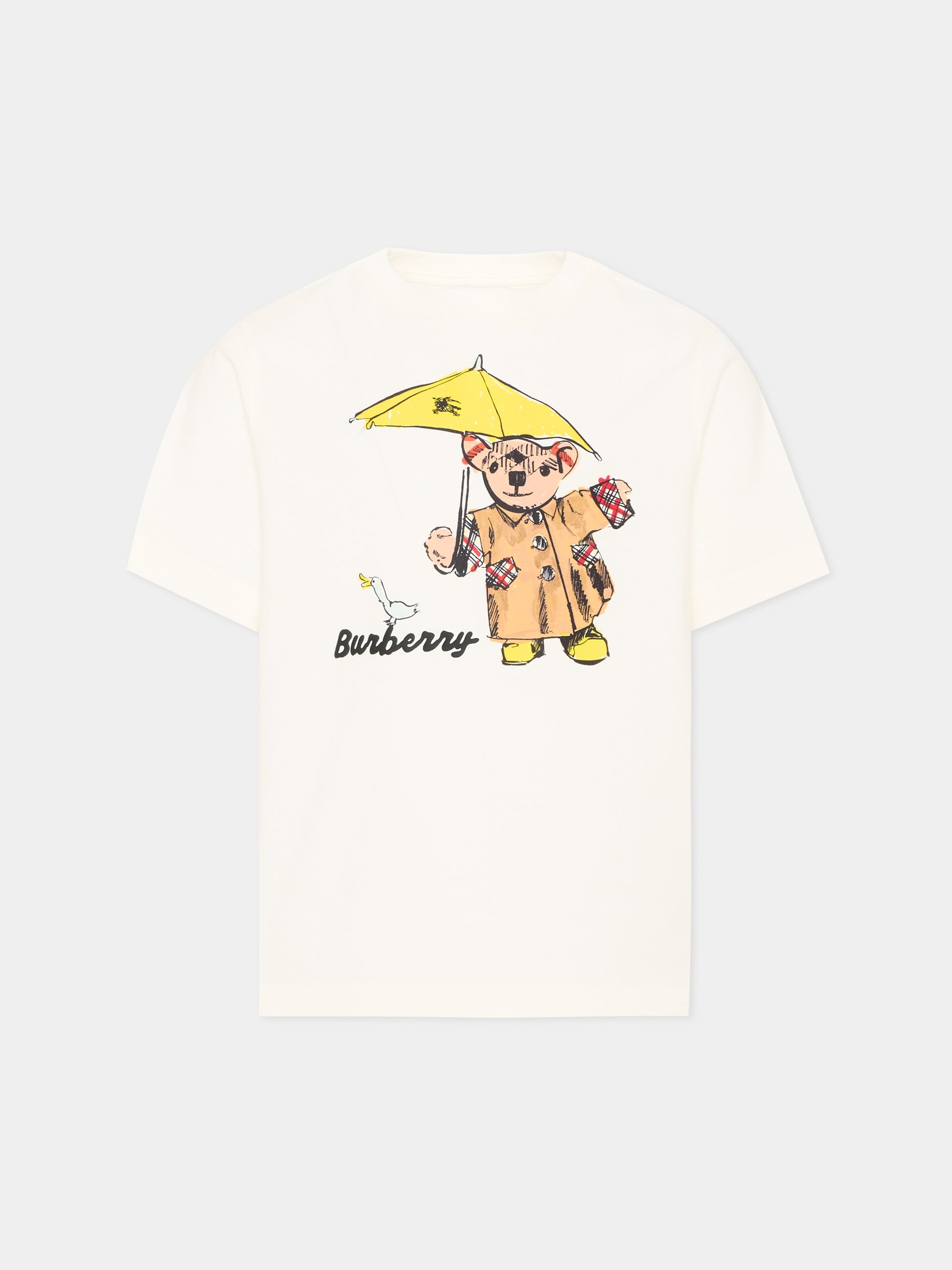 T-shirt avorio per bambina con Thomas Bear,Burberry Kids,8131953 A2014