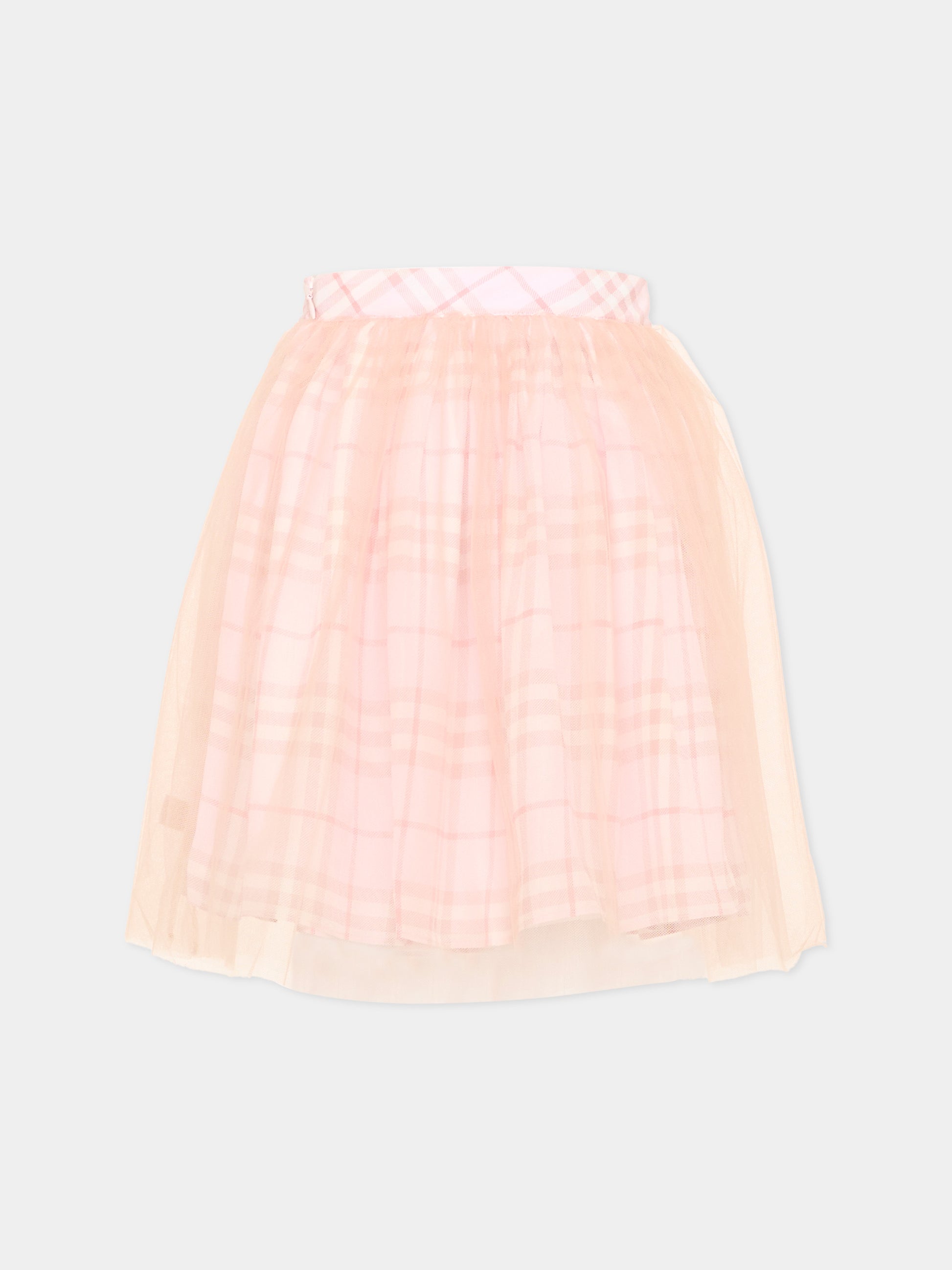 Gonna rosa per bambina con check,Burberry Kids,8131017 A4602