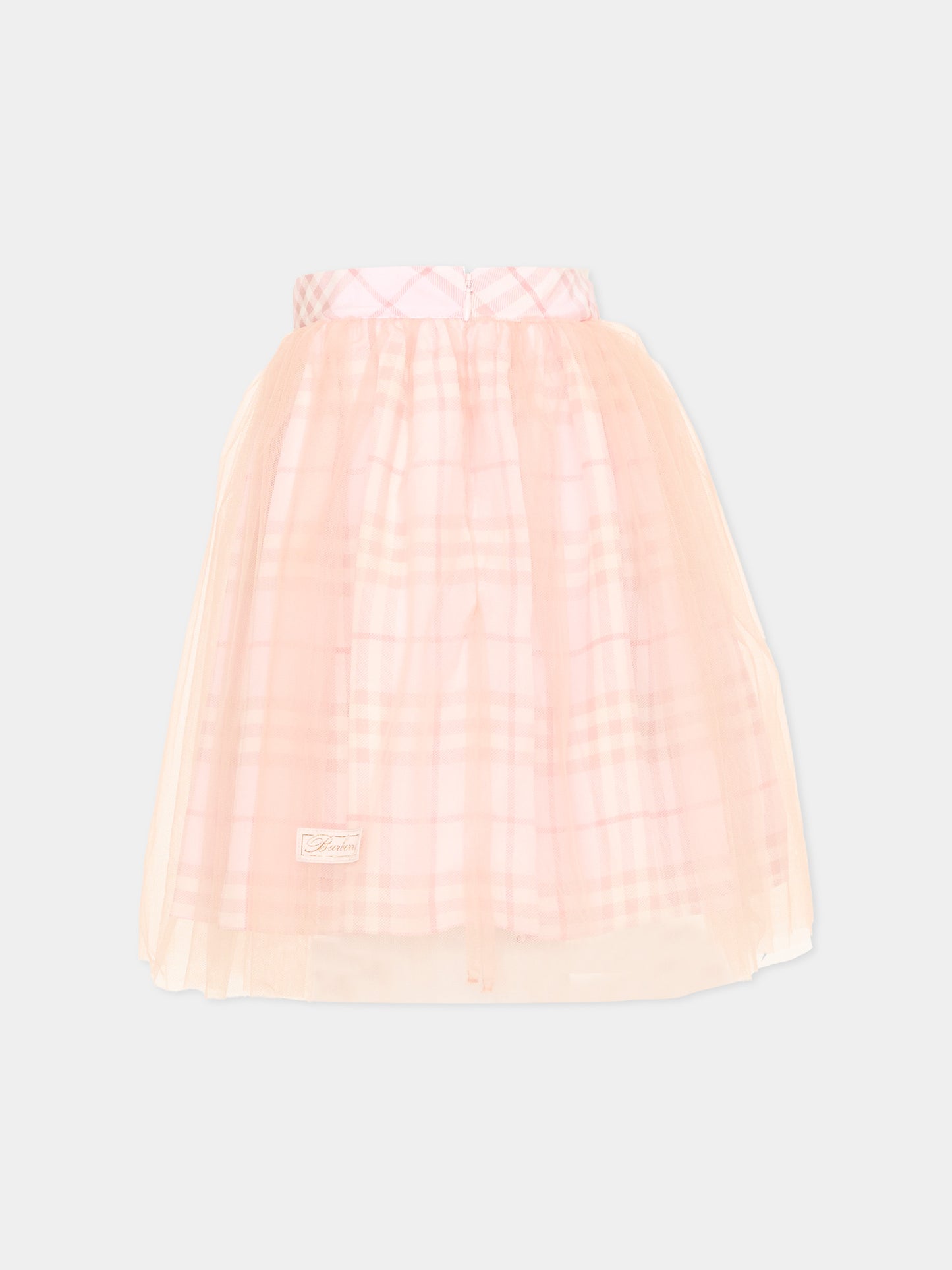 Gonna rosa per bambina con check,Burberry Kids,8131017 A4602