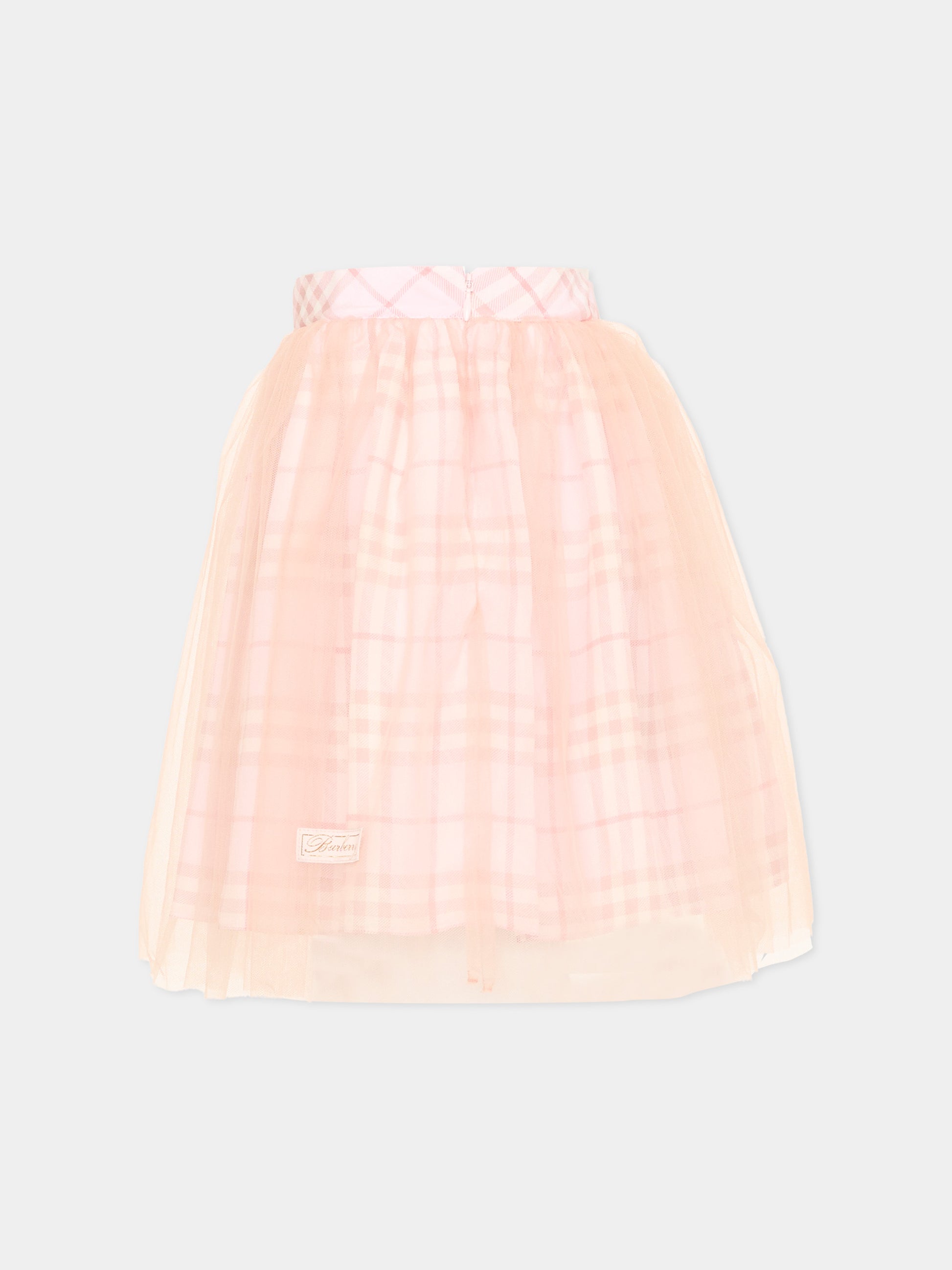 Gonna rosa per bambina con check,Burberry Kids,8131017 A4602