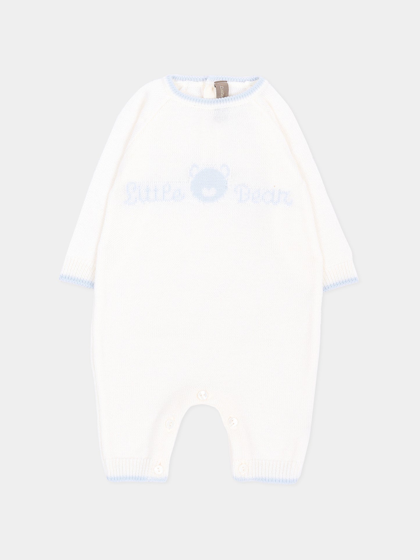 Tutina avorio per neonato con logo orsetto,Little Bear,4101 LATTE/CIELO