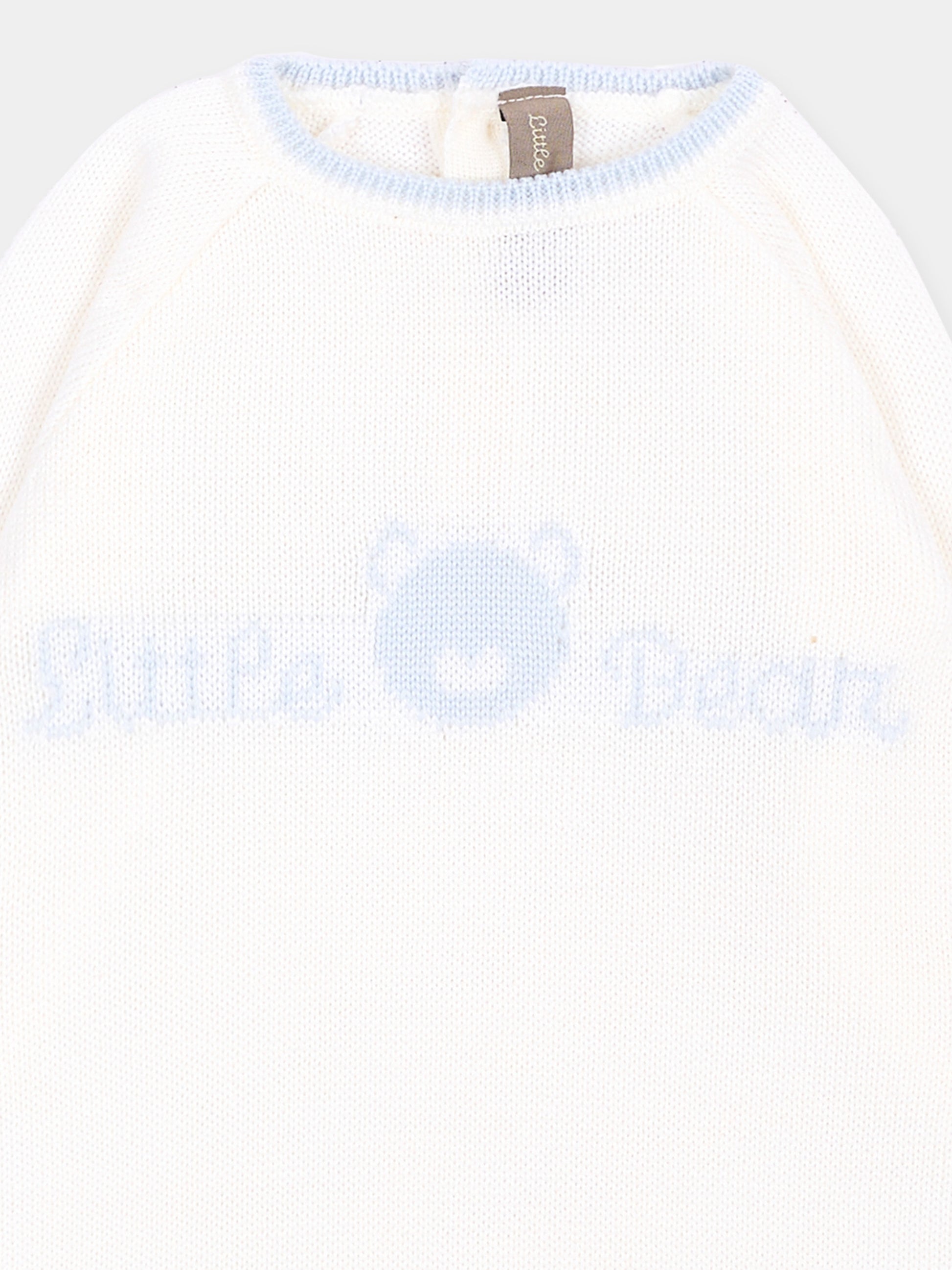 Tutina avorio per neonato con logo orsetto,Little Bear,4101 LATTE/CIELO