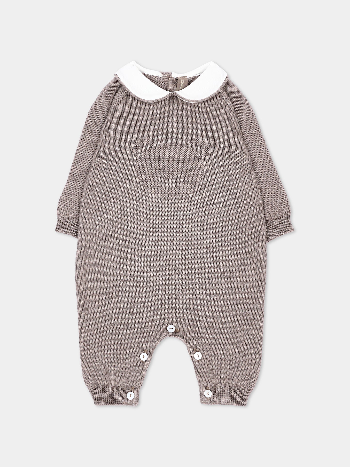 Cardigan beige per neonati con colletto,Little Bear,4134 TORTORA