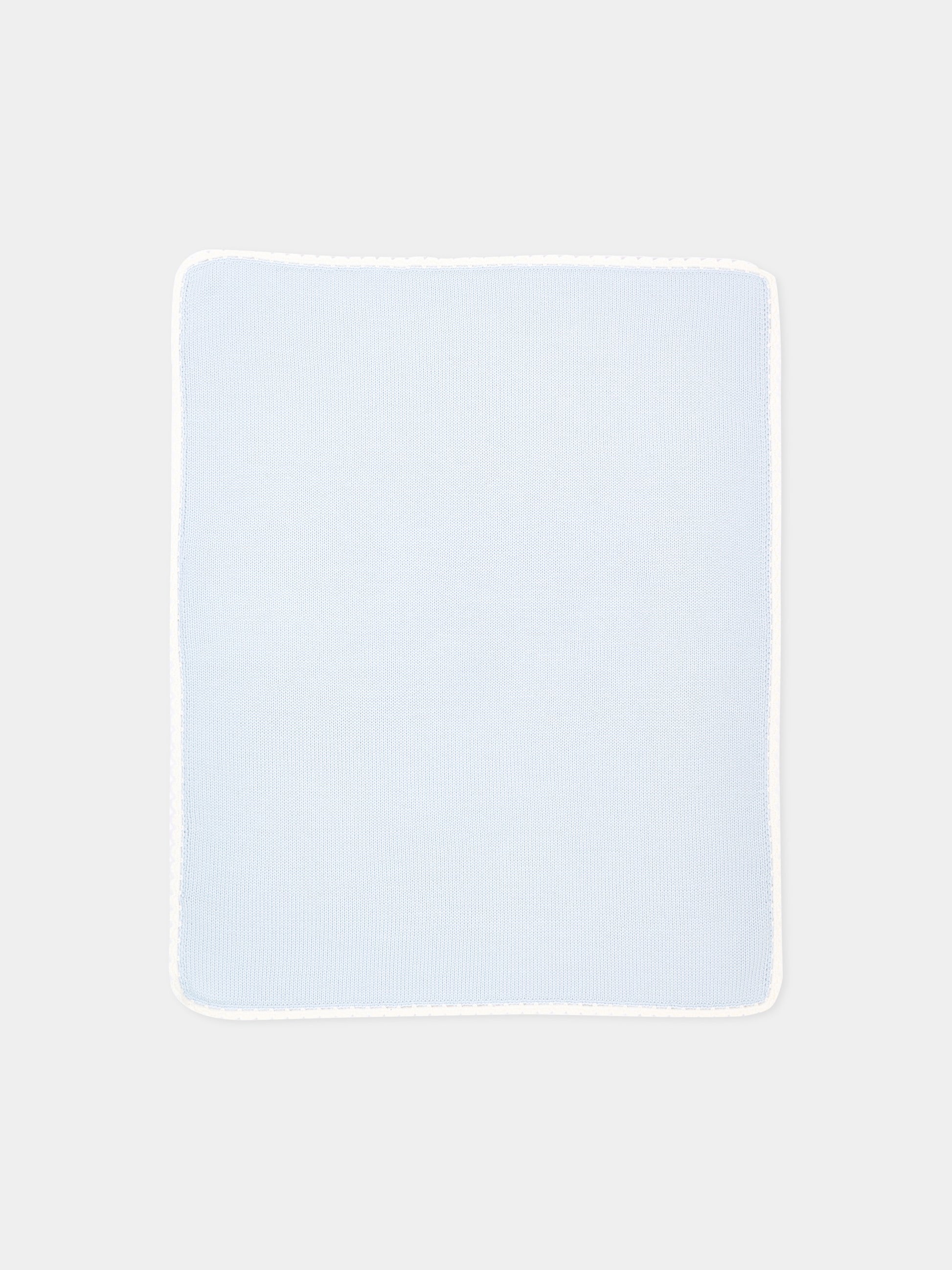 Copertina bianca e celeste per neonato,Little Bear,4000 CIELO/LATTE