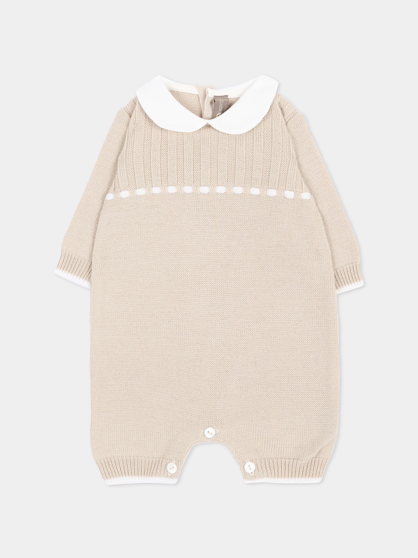 Tutina avorio per neonati in maglia,Little Bear,4106 BURRO/LATTE