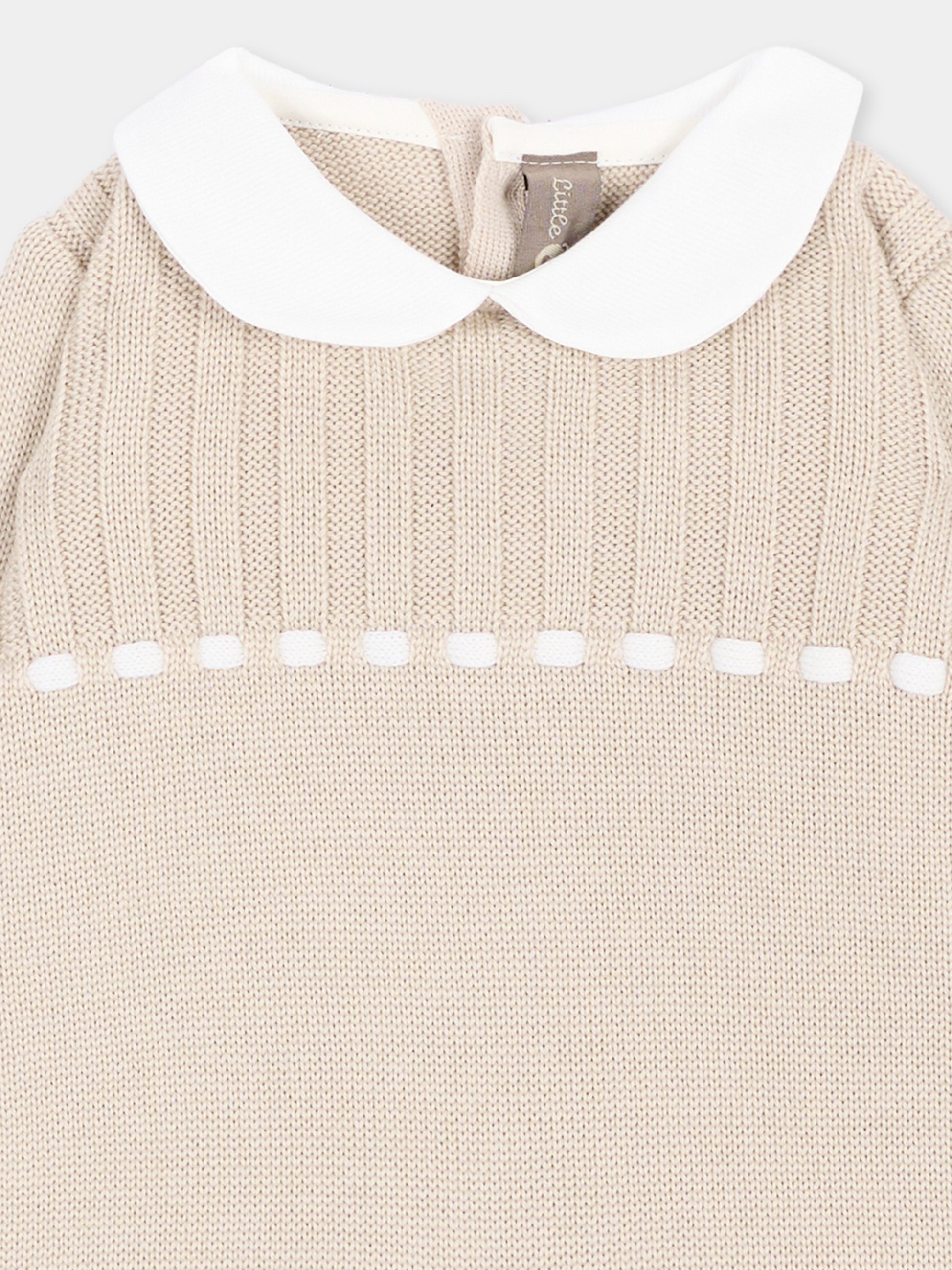 Tutina avorio per neonati in maglia,Little Bear,4106 BURRO/LATTE