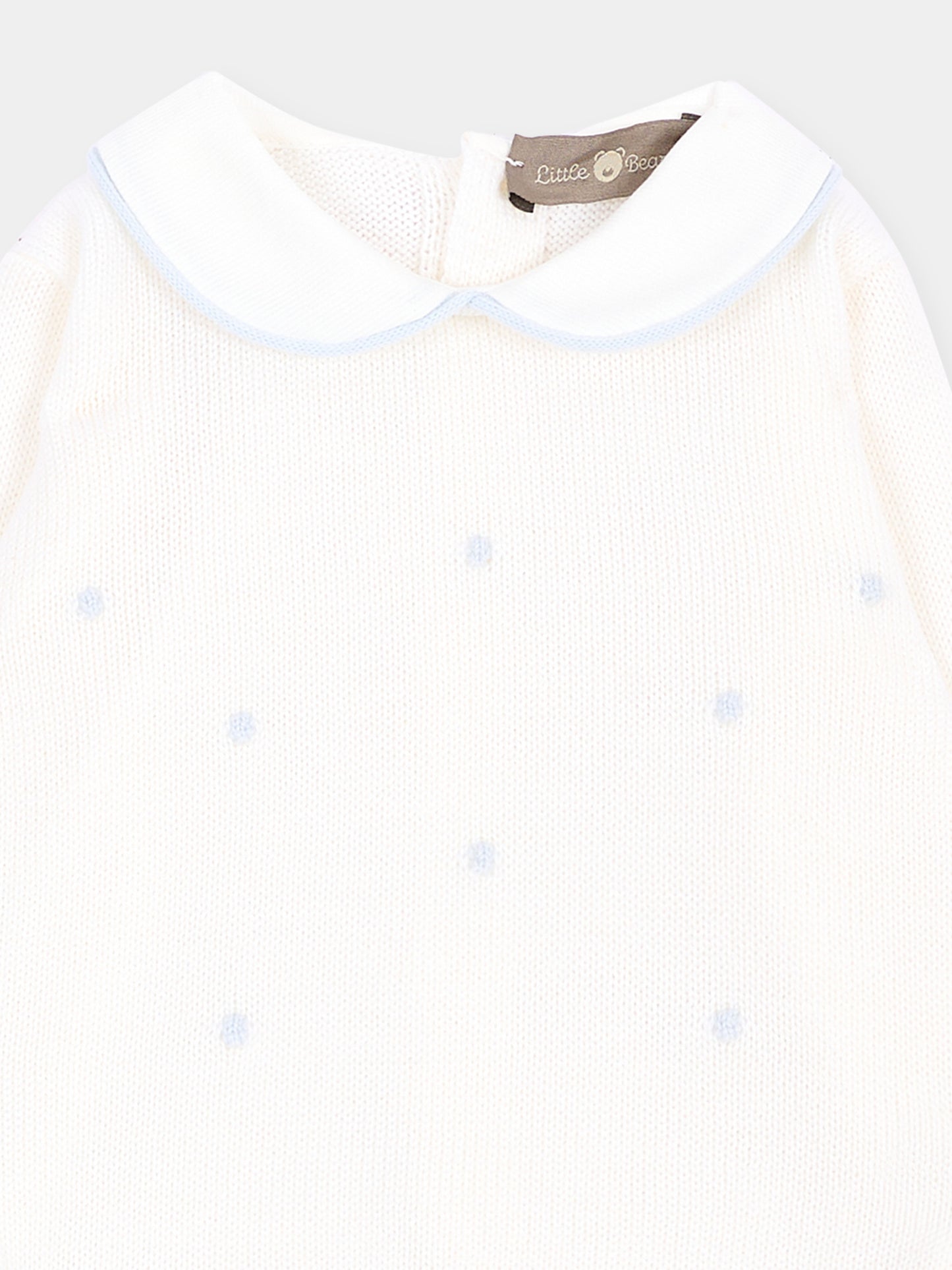 Completo nascita avorio con pois celesti per neonato,Little Bear,4109 LATTE/CIELO