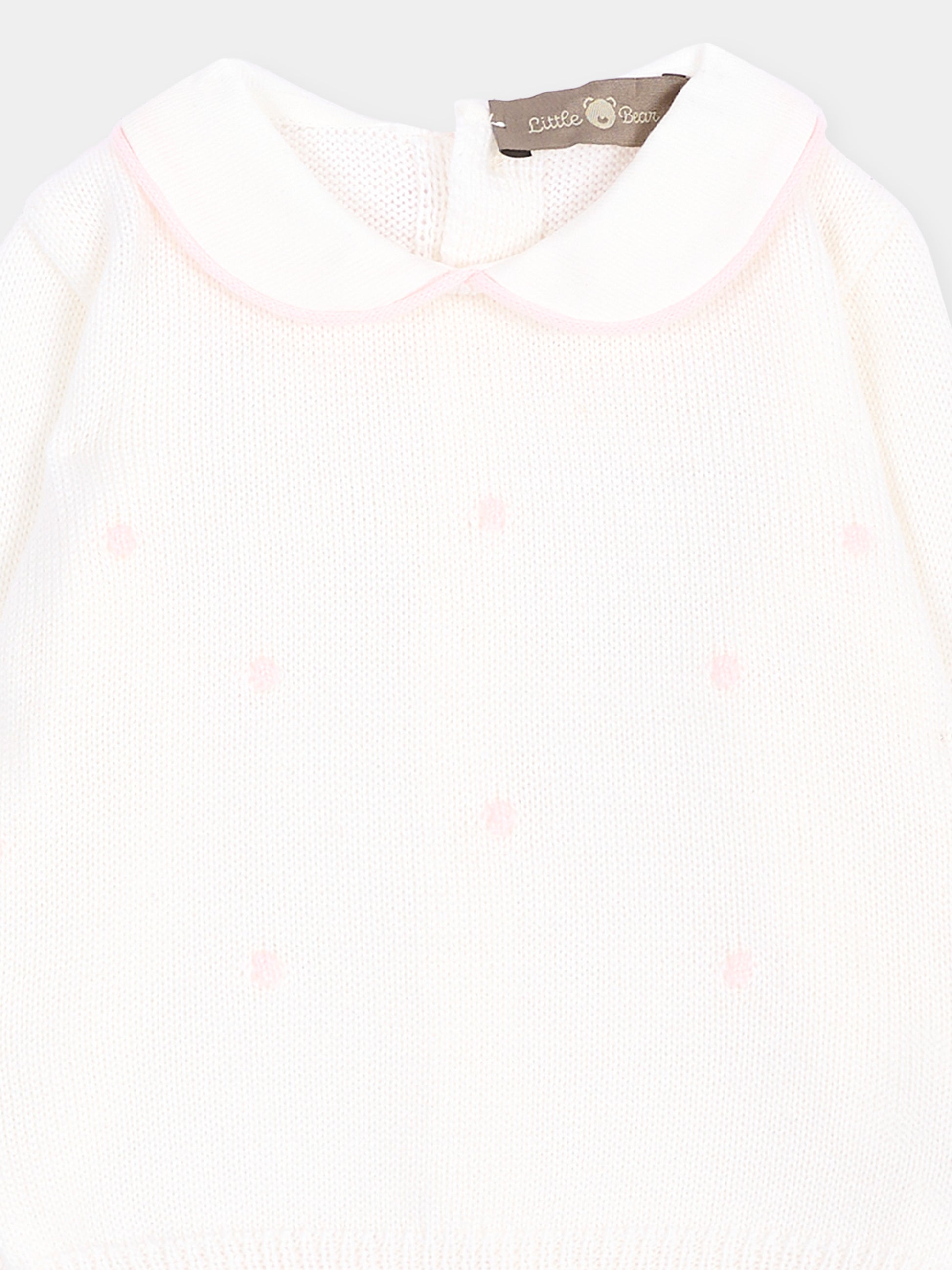 Completo nascita avorio con pois rosa per neonata,Little Bear,4109 LATTE/ROSA