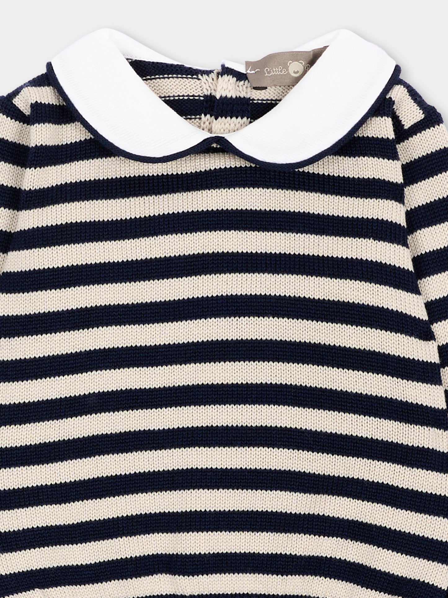 Completo nascita blu per neonato a righe,Little Bear,4114 BLU/BURRO