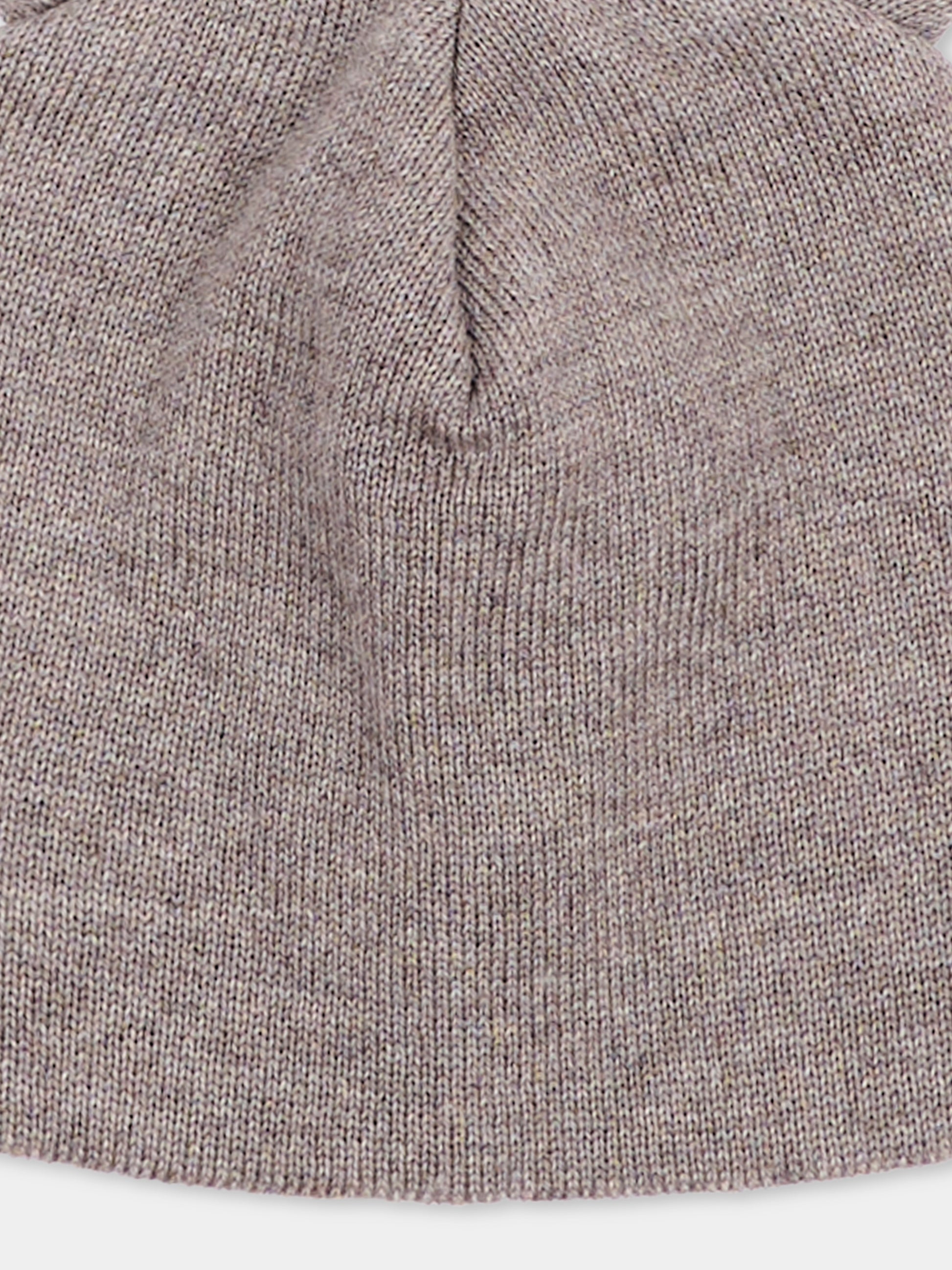 Cappello beige per neonato con orecchie,Little Bear,4103 TORTORA