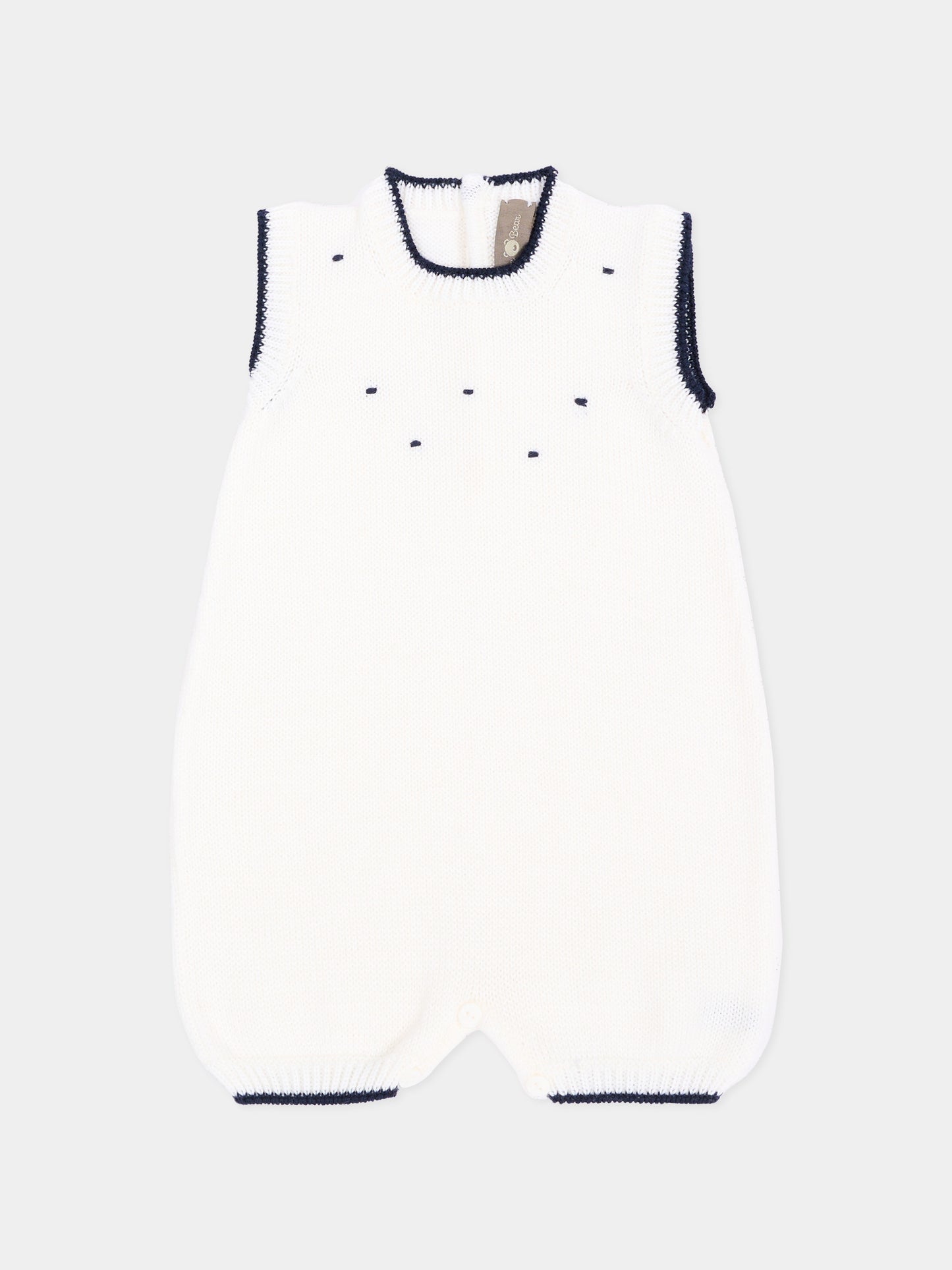Pagliaccetto blu per neonato con ricami,Little Bear,4014 LATTE/BLU