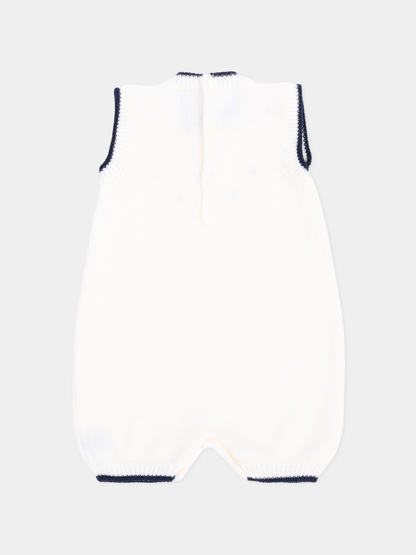 Pagliaccetto blu per neonato con ricami,Little Bear,4014 LATTE/BLU