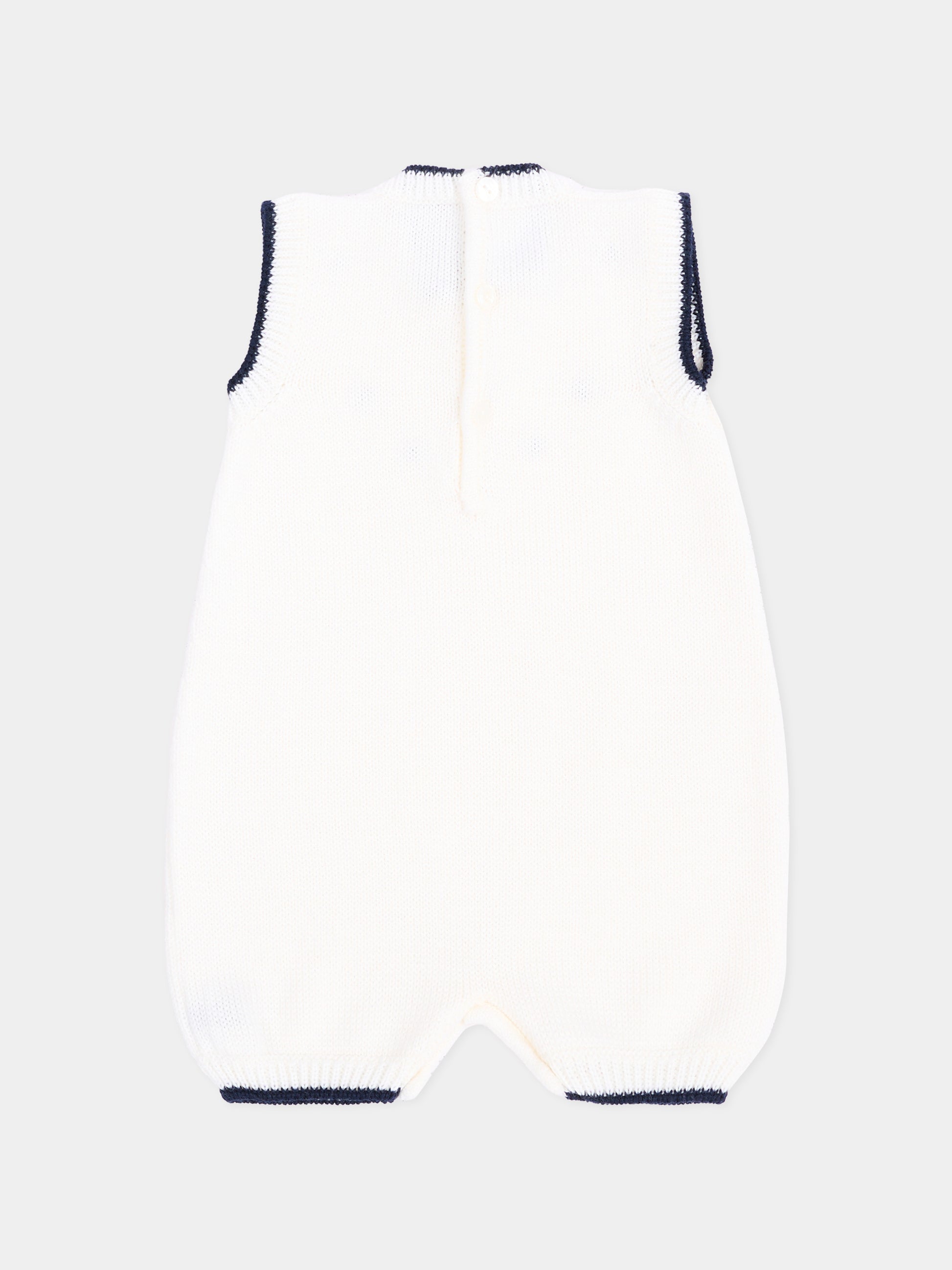 Pagliaccetto blu per neonato con ricami,Little Bear,4014 LATTE/BLU