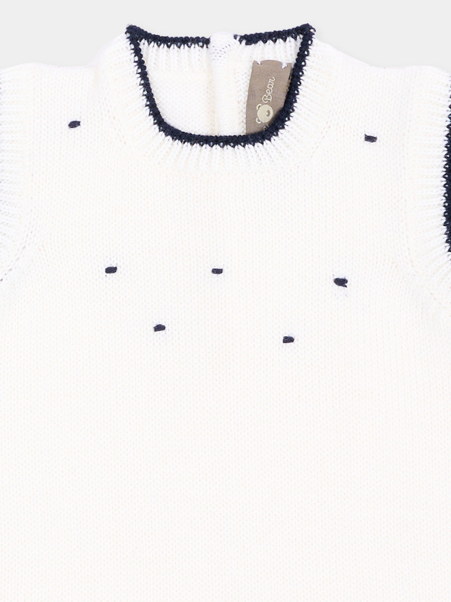 Pagliaccetto blu per neonato con ricami,Little Bear,4014 LATTE/BLU