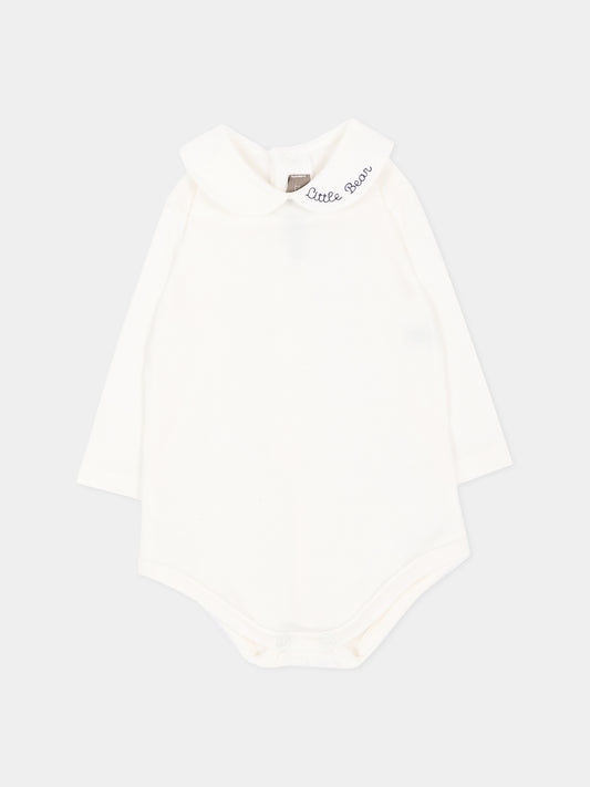 Body avorio per neonato con logo,Little Bear,5024 LATTE/BLU