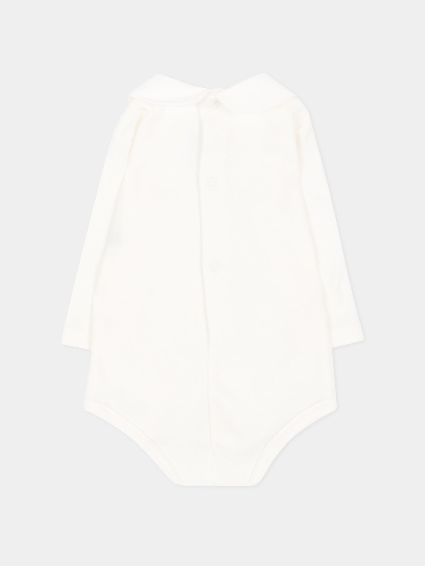 Body avorio per neonato con logo,Little Bear,5024 LATTE/BLU