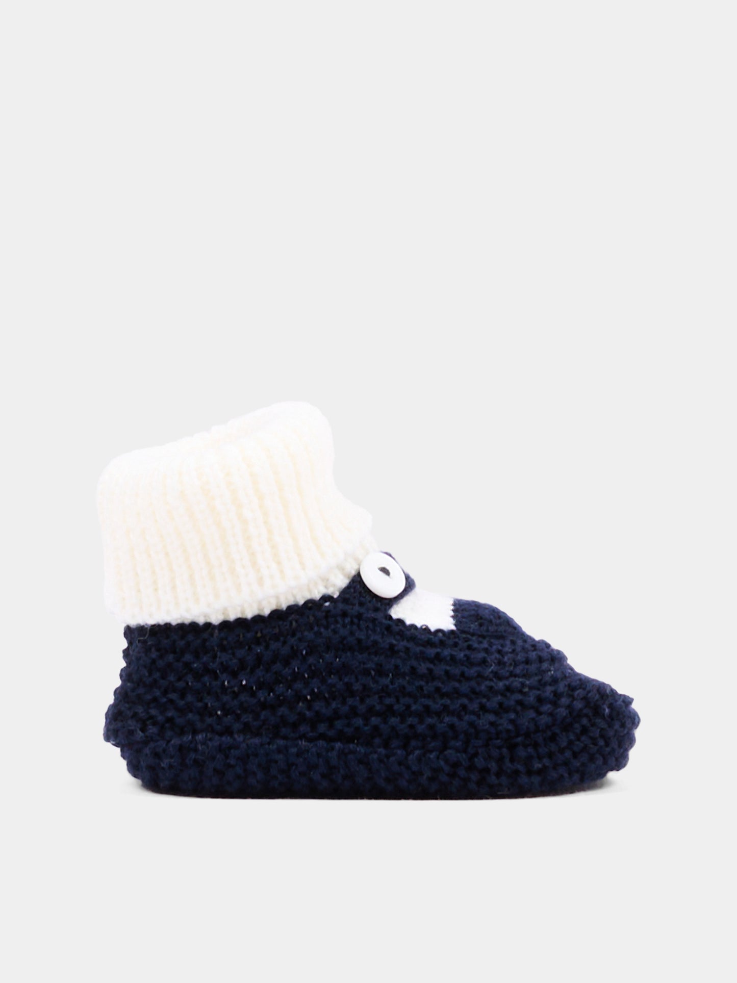 Babbucce blu per neonato in tricot,Little Bear,4129 LATTE/BLU