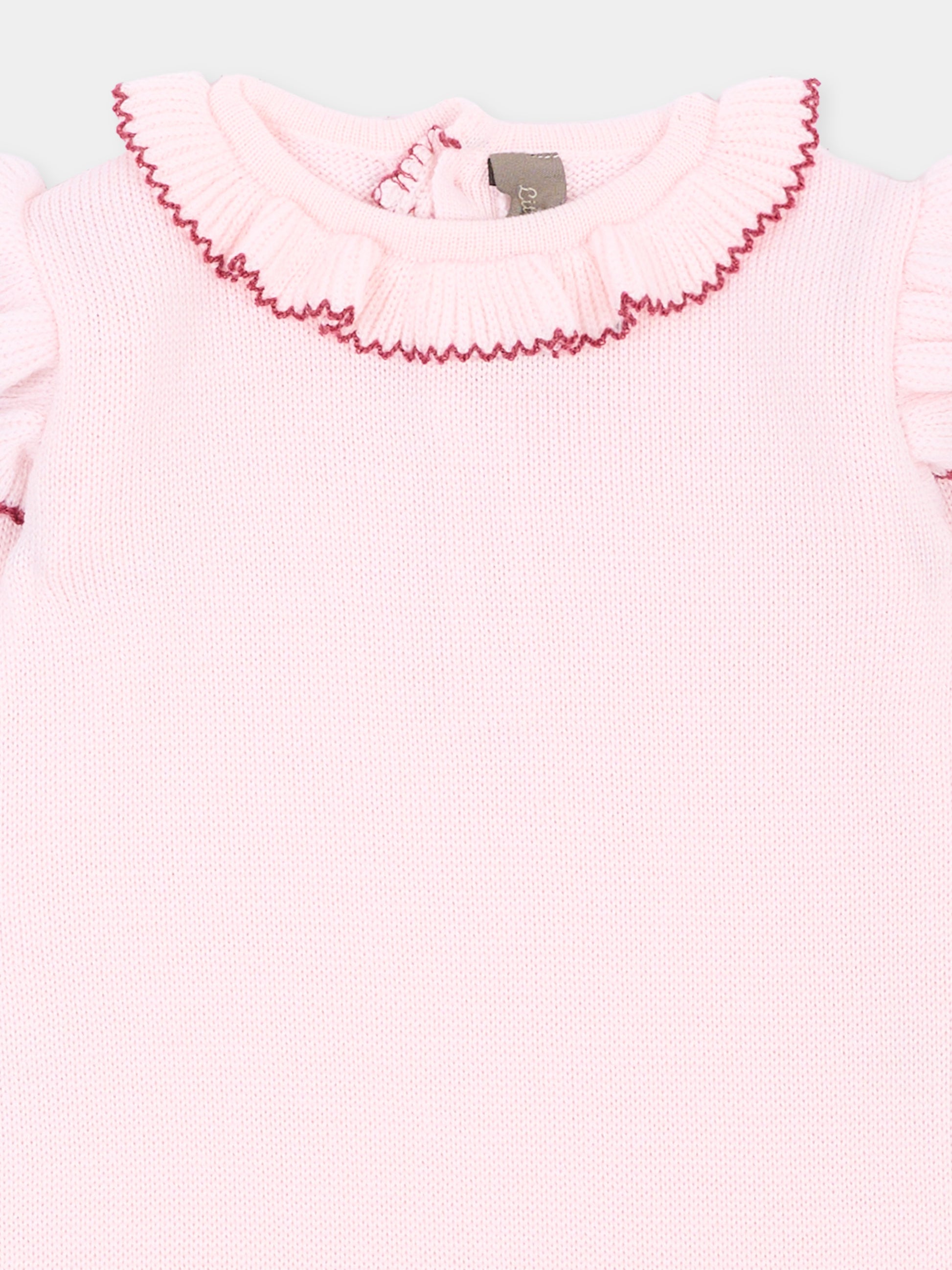 Tutina rosa per neonata con rouches,Little Bear,4125 CIPRIA/VINACCIA