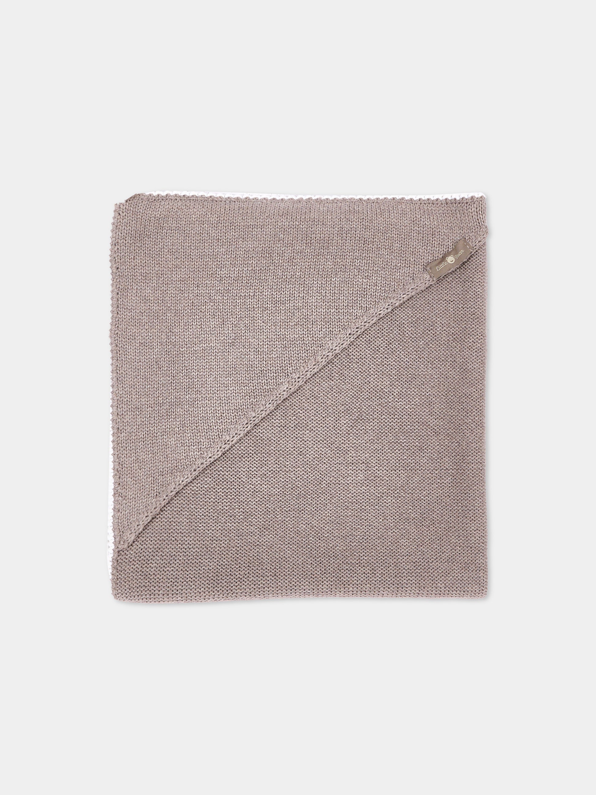 Copertina beige per neonati in maglia,Little Bear,4023 TORTORA/LATTE