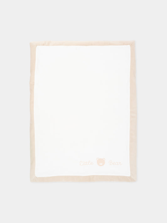 Coperta bianca per neonati con logo,Little Bear,4052 LATTE/TORTORA