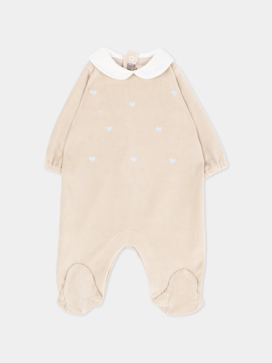 Tutina marrone per neonata con cuori,Little Bear,4046 TORTORA/ROSA