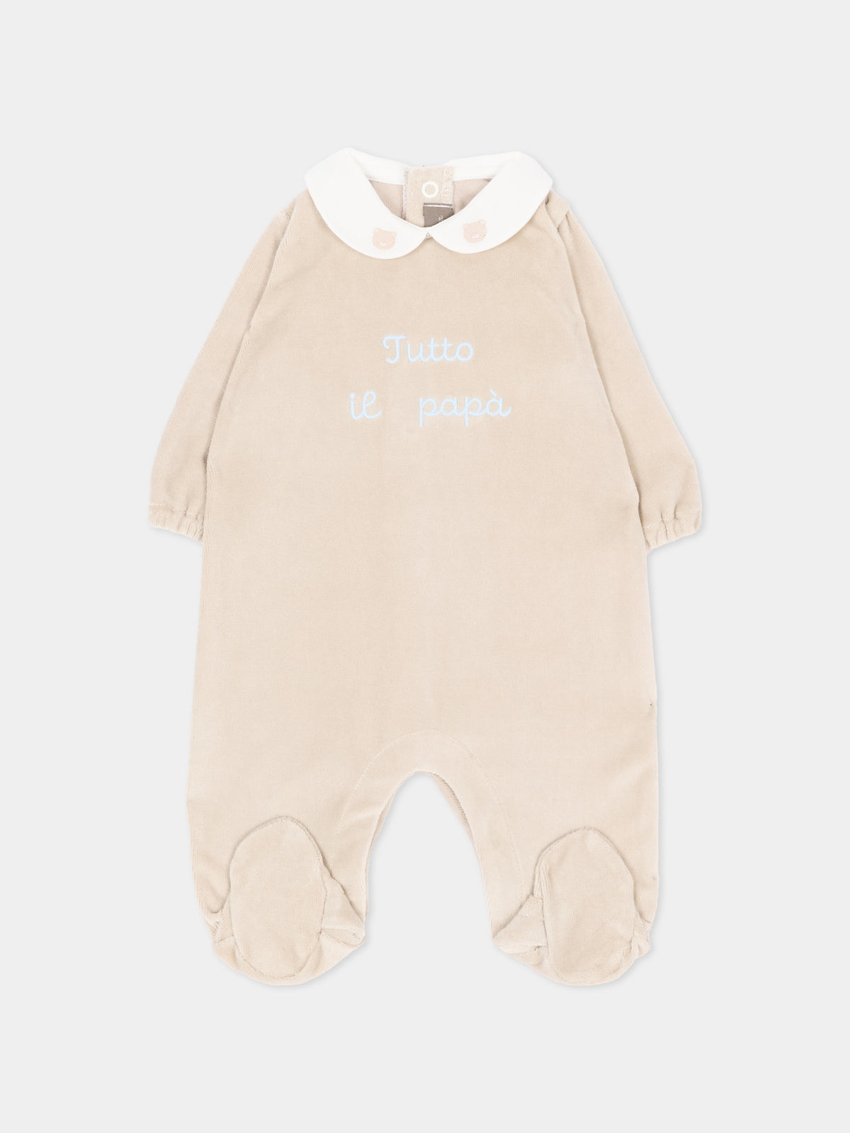 Tutina marrone per neonato con ricamo,Little Bear,4051 TORTORA/CIELO