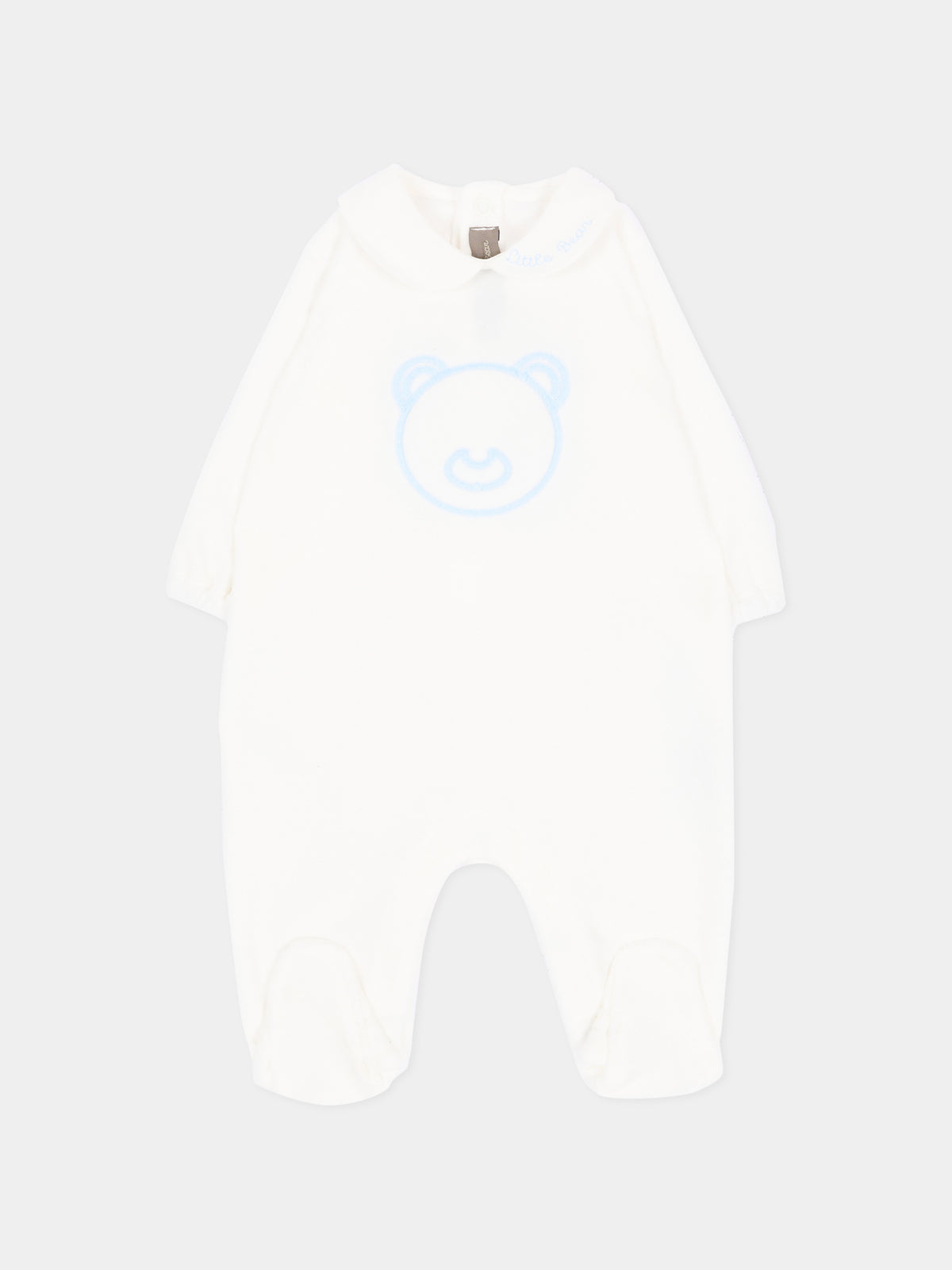 Tutina bianca per neonato con orsetto,Little Bear,4043 LATTE/CIELO