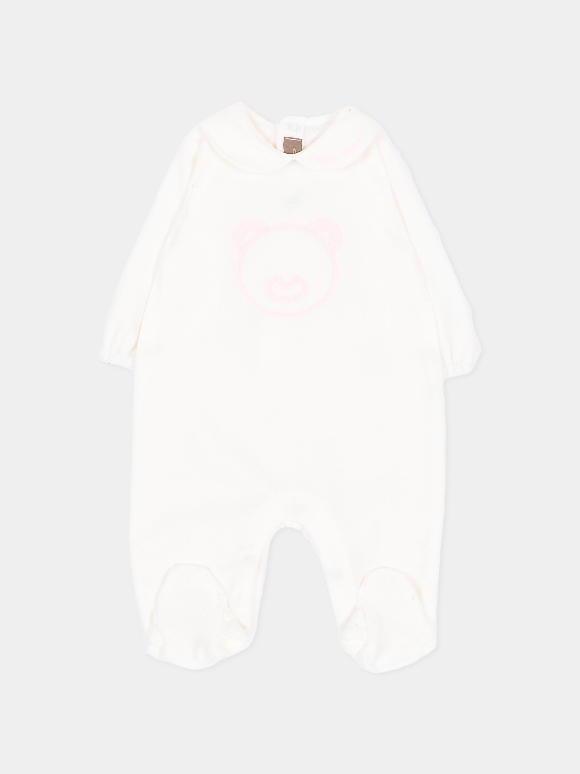 Tutina bianca per neonata con orsetto,Little Bear,4043 LATTE/ROSA