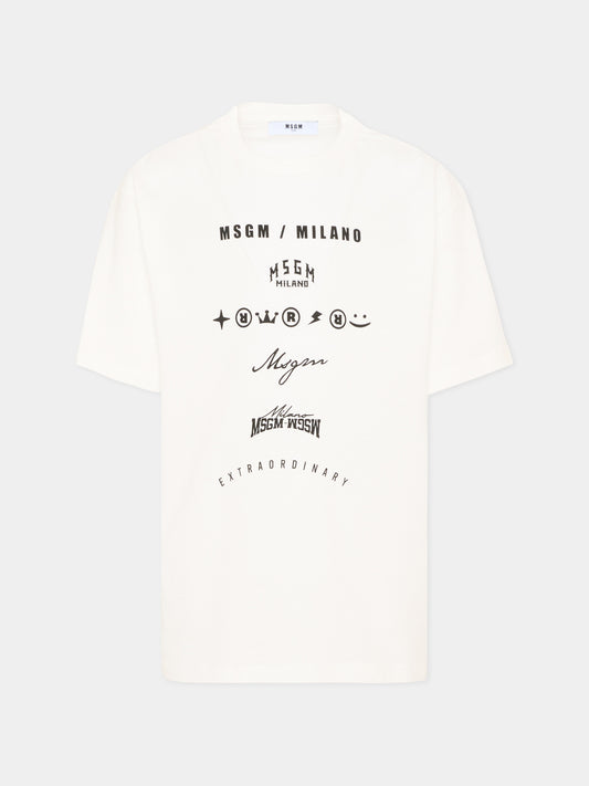 T-Shirt bianca per bambino con logo,Msgm Kids,F5MSJBTH222 002