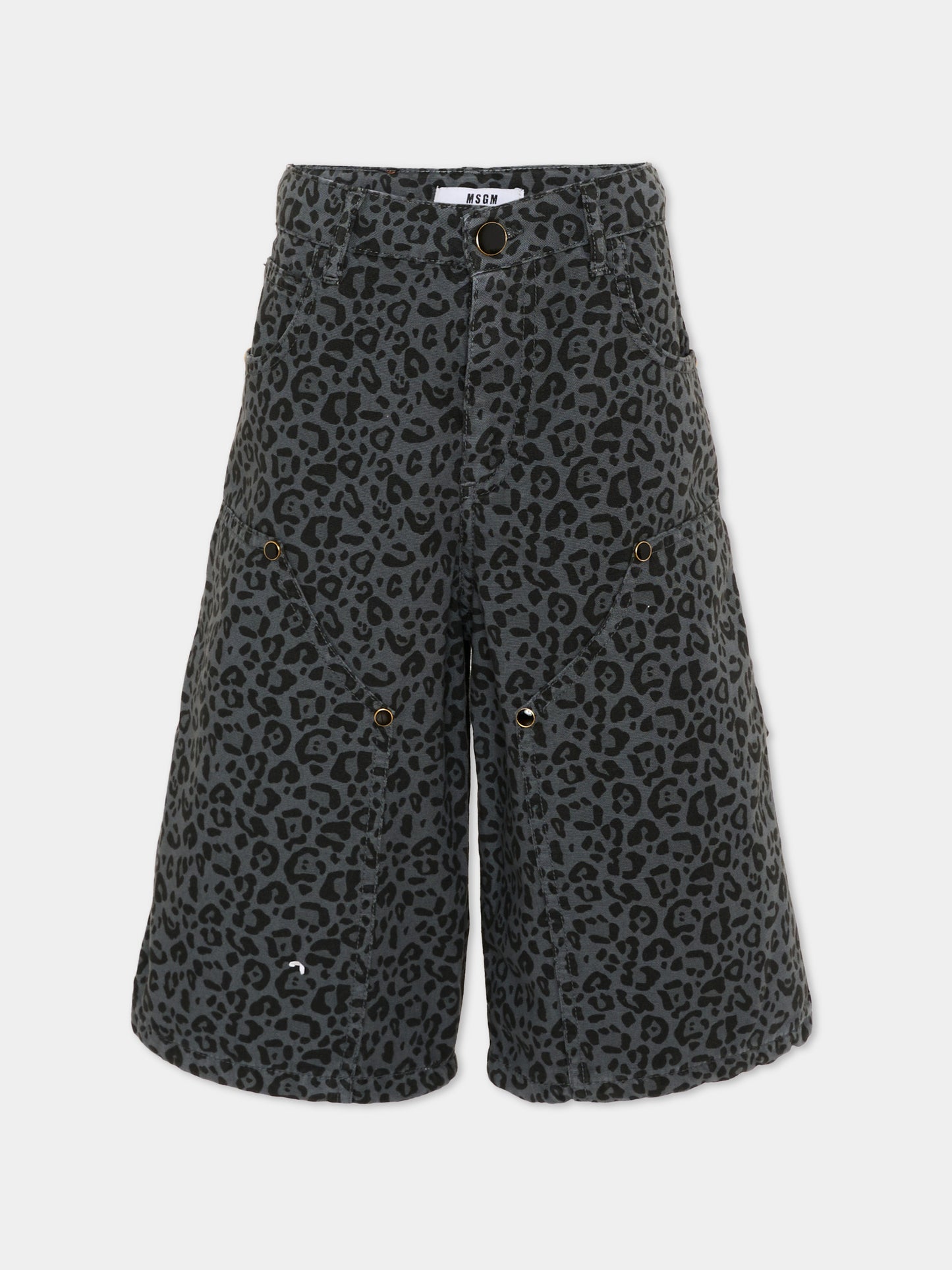 Shorts grigi per bambina animalier,Msgm Kids,F5MSJGBE131 103