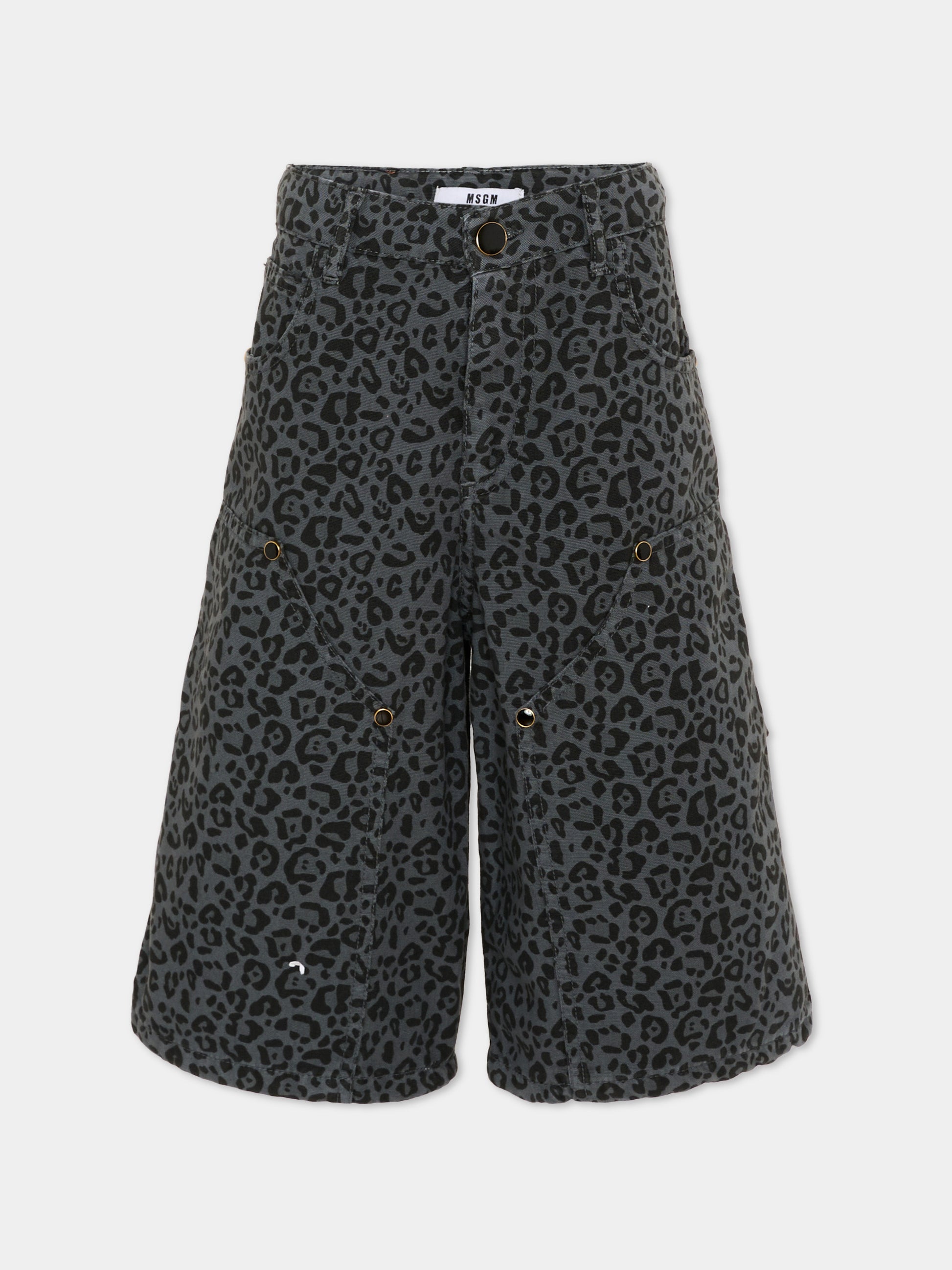 Shorts grigi per bambina animalier,Msgm Kids,F5MSJGBE131 103