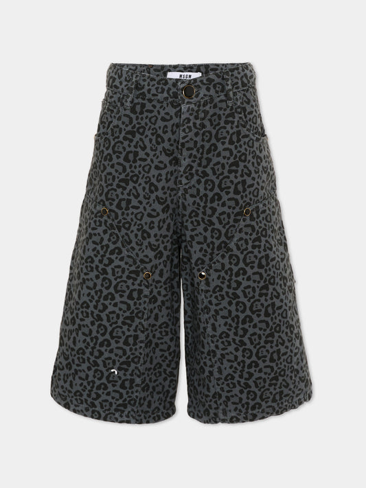 Shorts grigi per bambina animalier,Msgm Kids,F5MSJGBE131 103