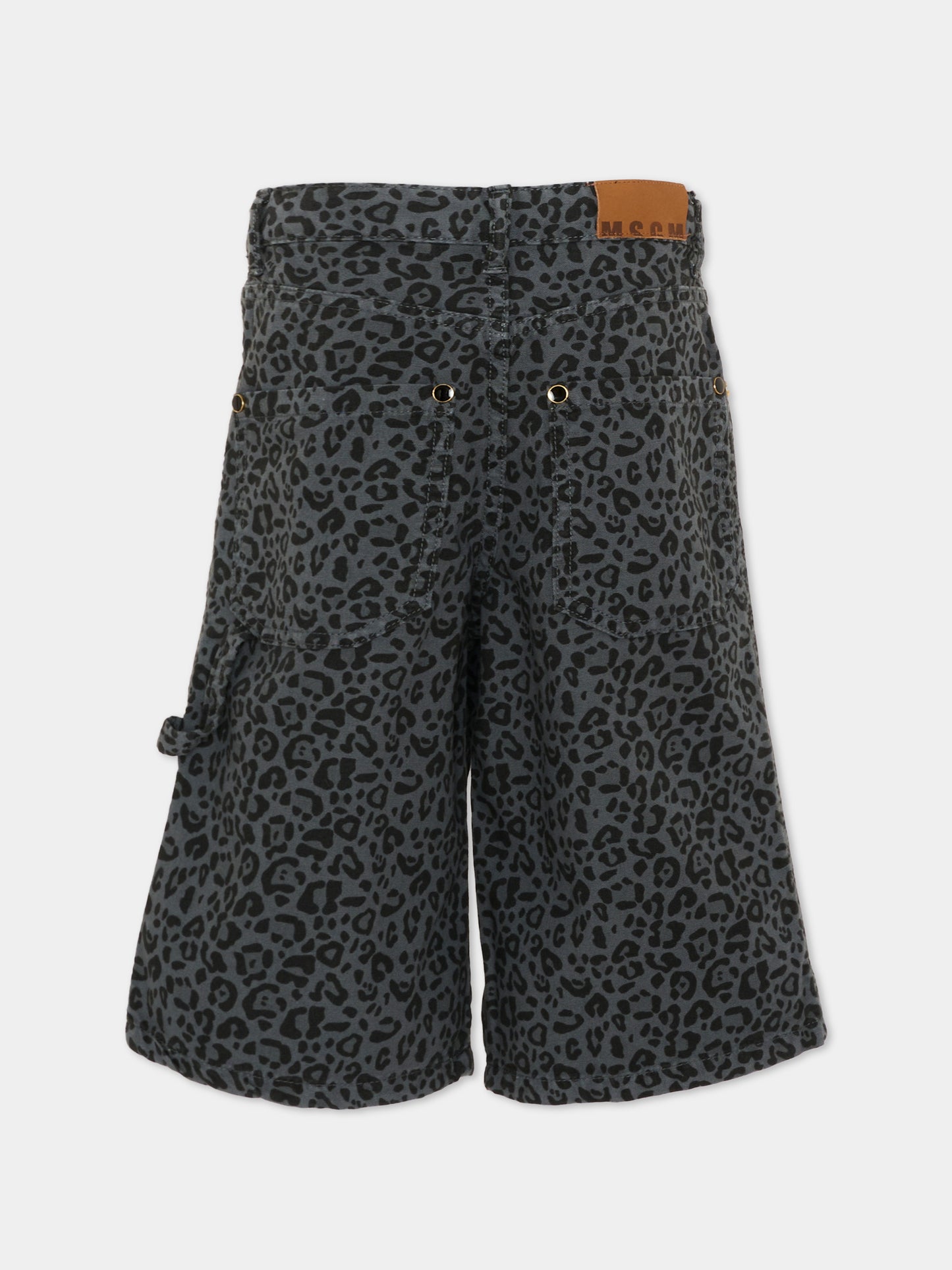 Shorts grigi per bambina animalier,Msgm Kids,F5MSJGBE131 103