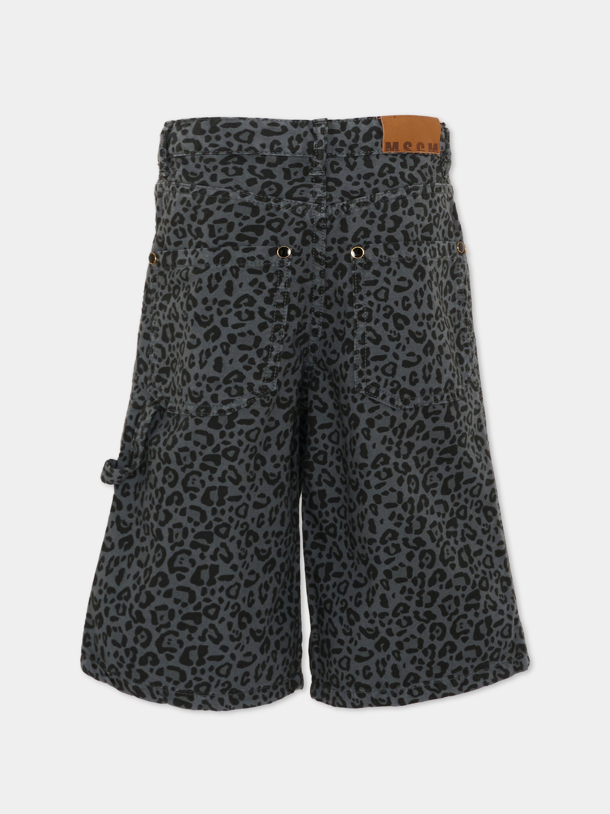 Shorts grigi per bambina animalier,Msgm Kids,F5MSJGBE131 103