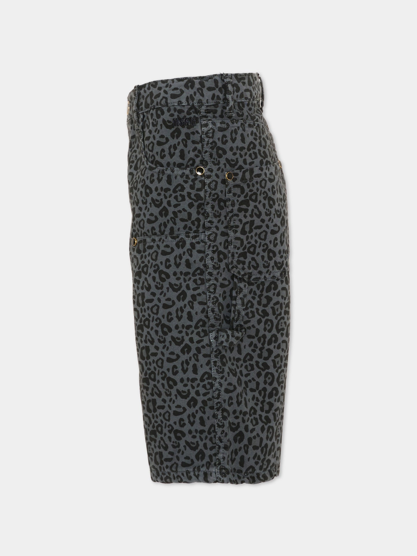 Shorts grigi per bambina animalier,Msgm Kids,F5MSJGBE131 103