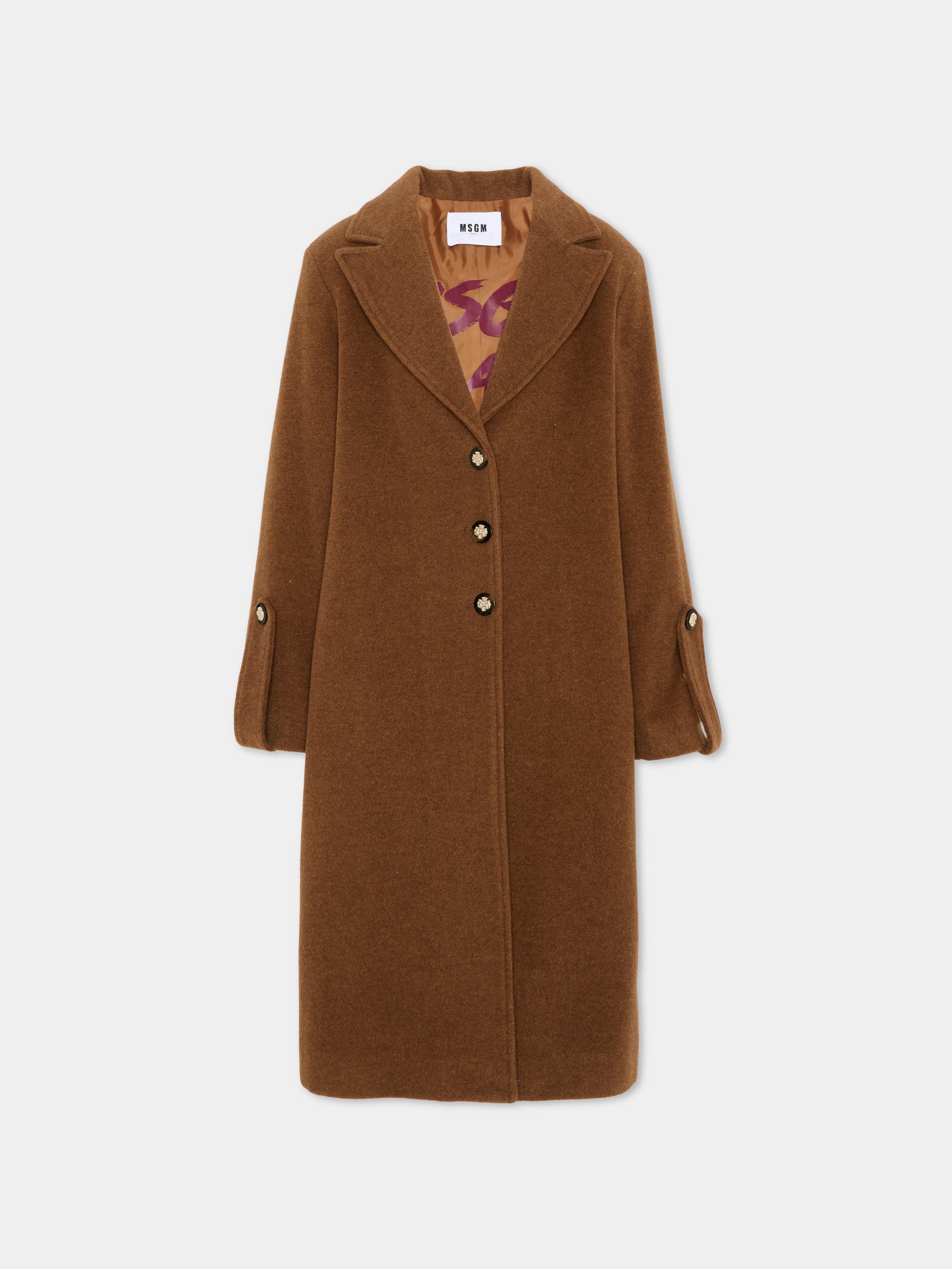 Cappotto marrone per bambina,Msgm Kids,F5MSJGCO114 MS046