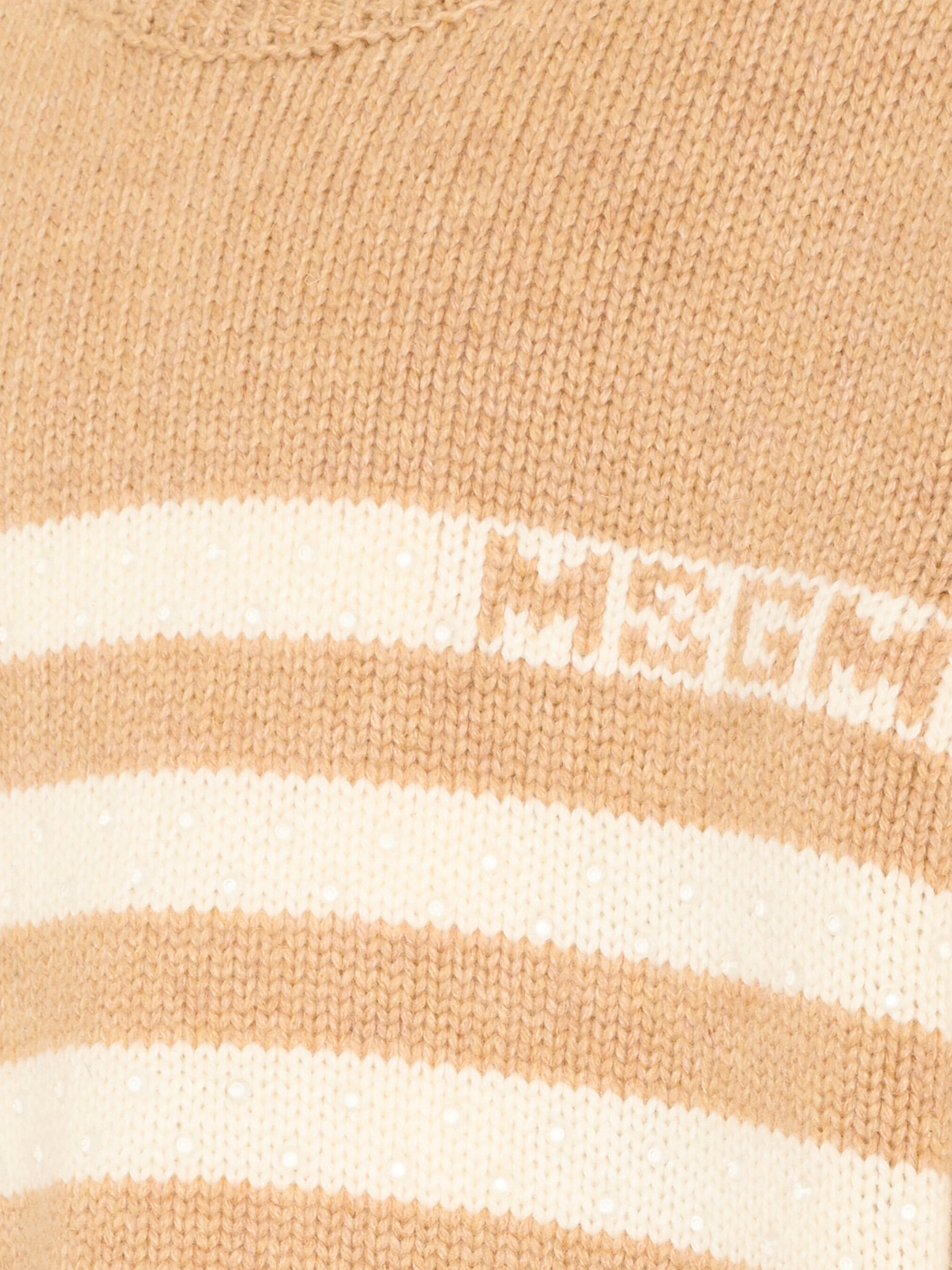Maglione beige per bambina a righe,Msgm Kids,F5MSJGJP082 MS049