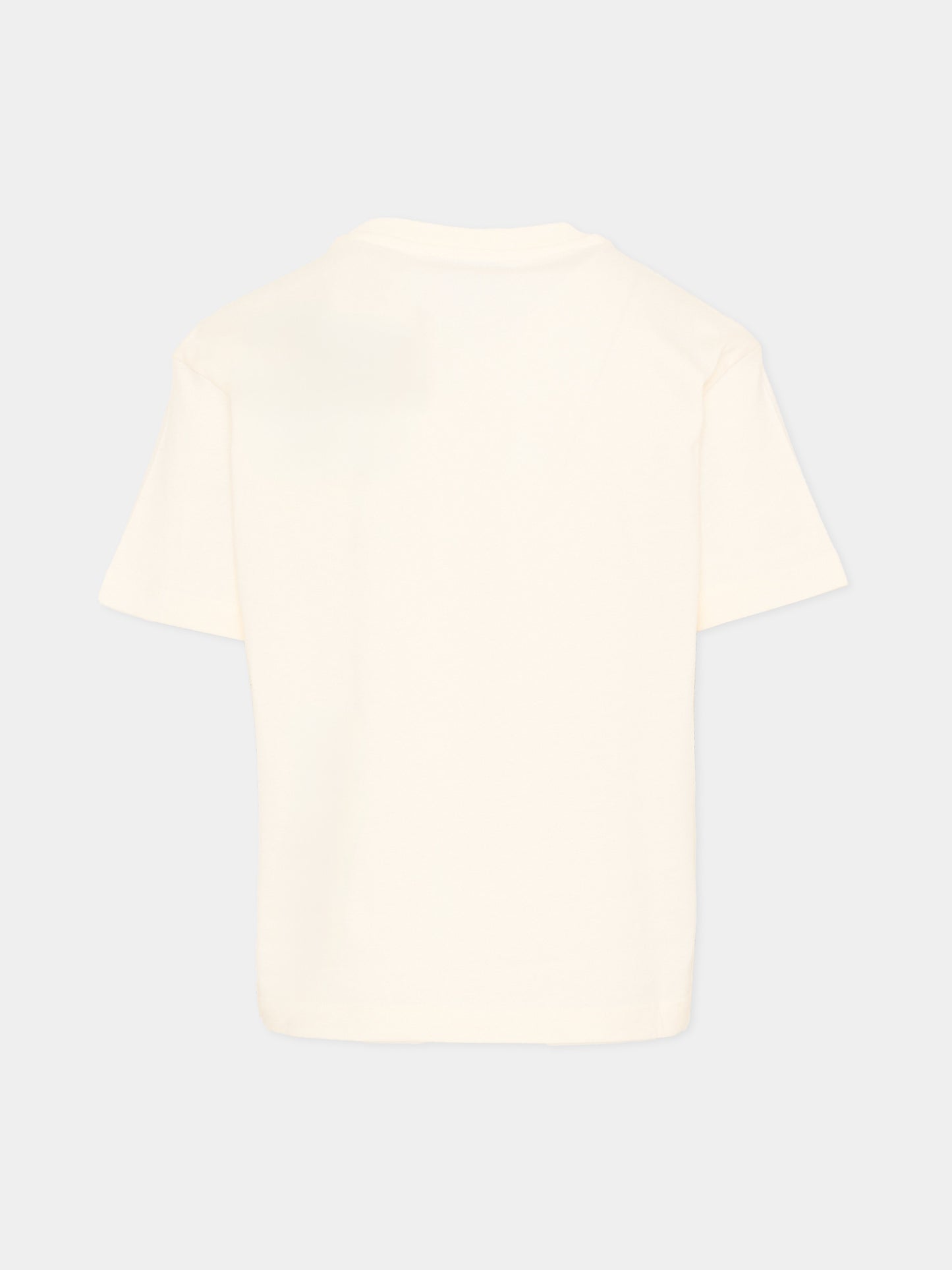 T-Shirt avorio con stampa racing per bambina,Msgm Kids,F5MSJGTH190 013