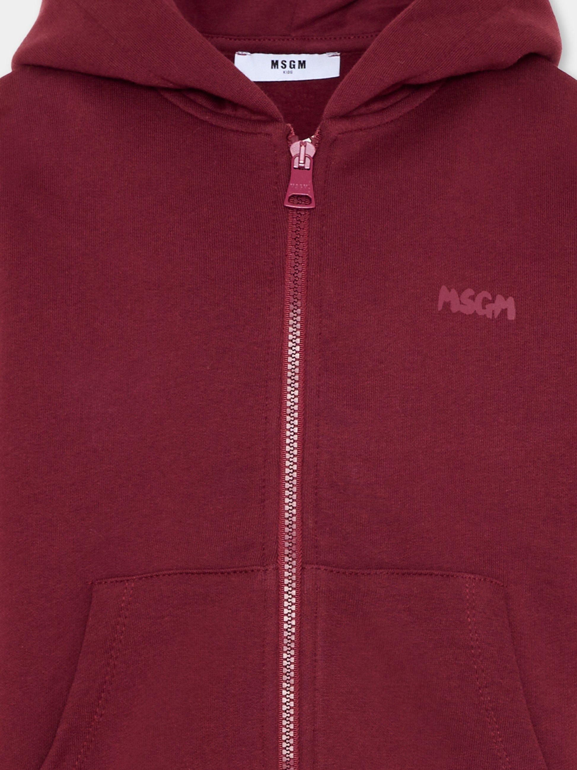 Felpa bordeaux per bambini con logo,Msgm Kids,F5MSJUZH002 MS034
