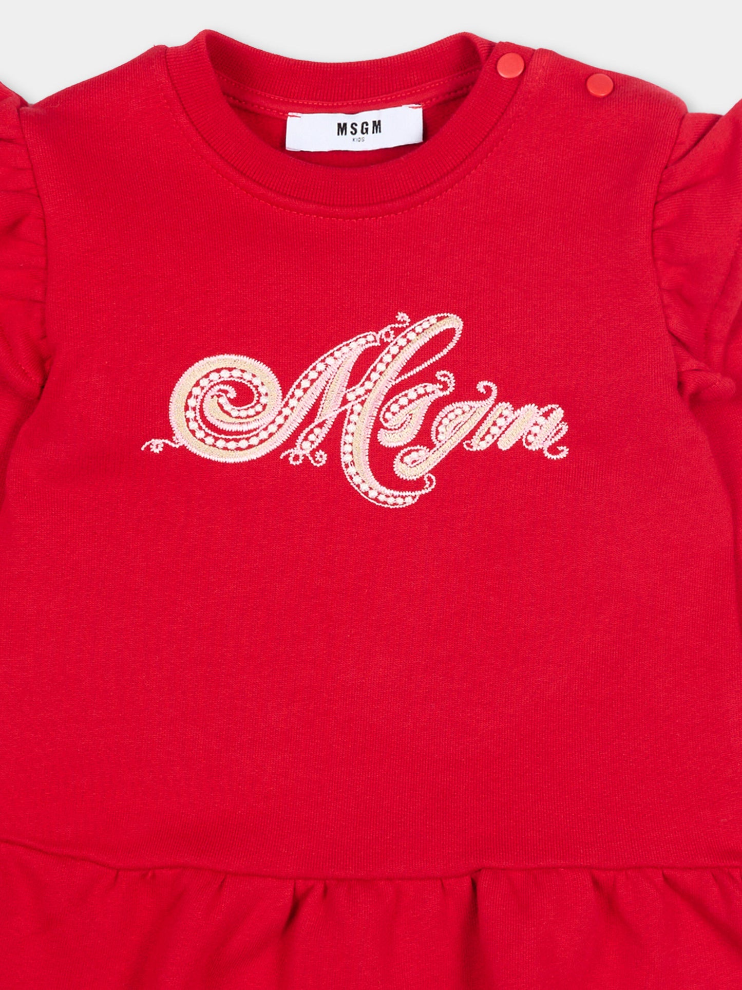 Vestito rosso per neonata con logo,Msgm Kids,F5MSNGDR290 MS031