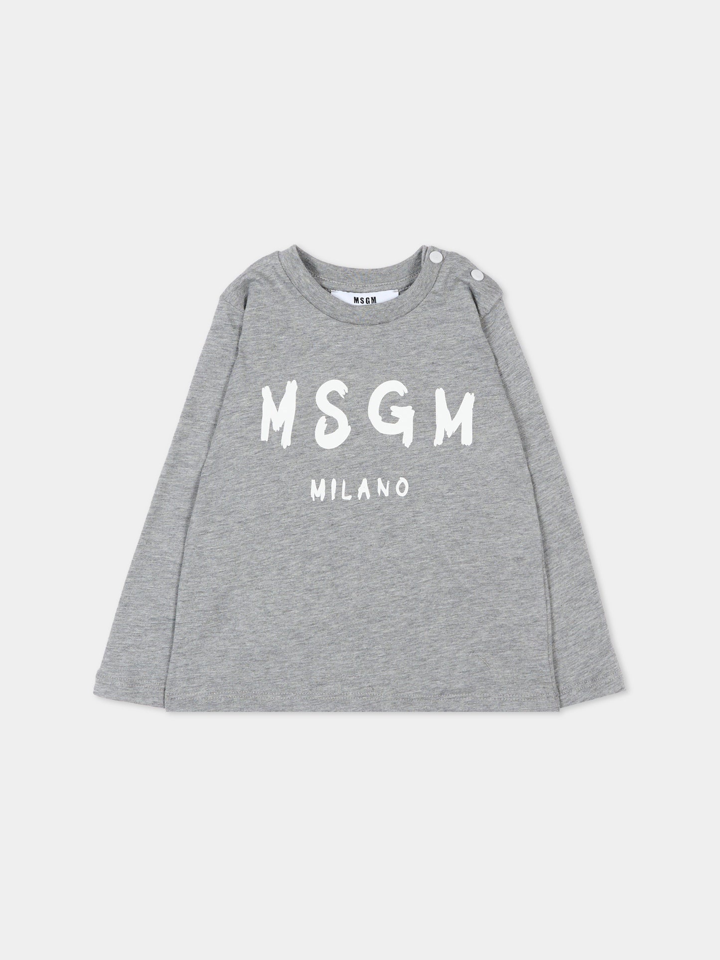 T-Shirt grigia per neonati con logo,Msgm Kids,F5MSUNTH283 104