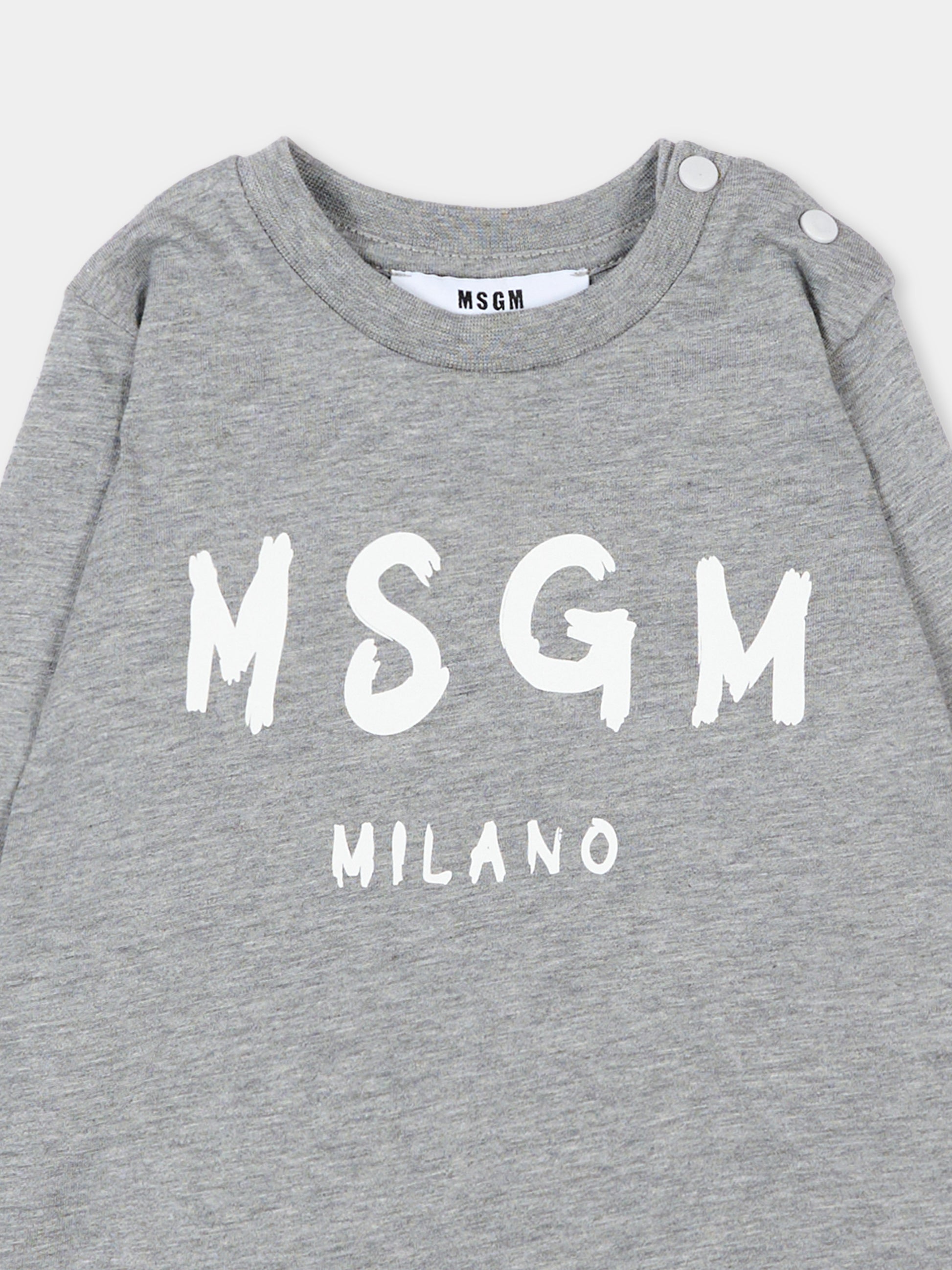 T-Shirt grigia per neonati con logo,Msgm Kids,F5MSUNTH283 104