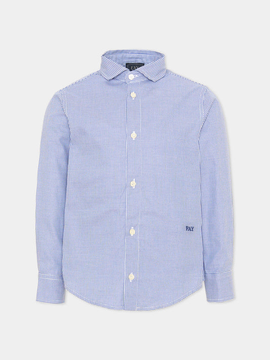 Camicia a manica lunga azzurra per bambino,Fay Kids,FZ5H00 P0646 100AZ
