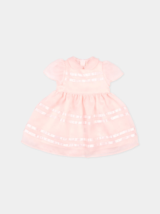 Abito rosa per neonata con nastri,Simonetta,SZ1011 O0075 51E