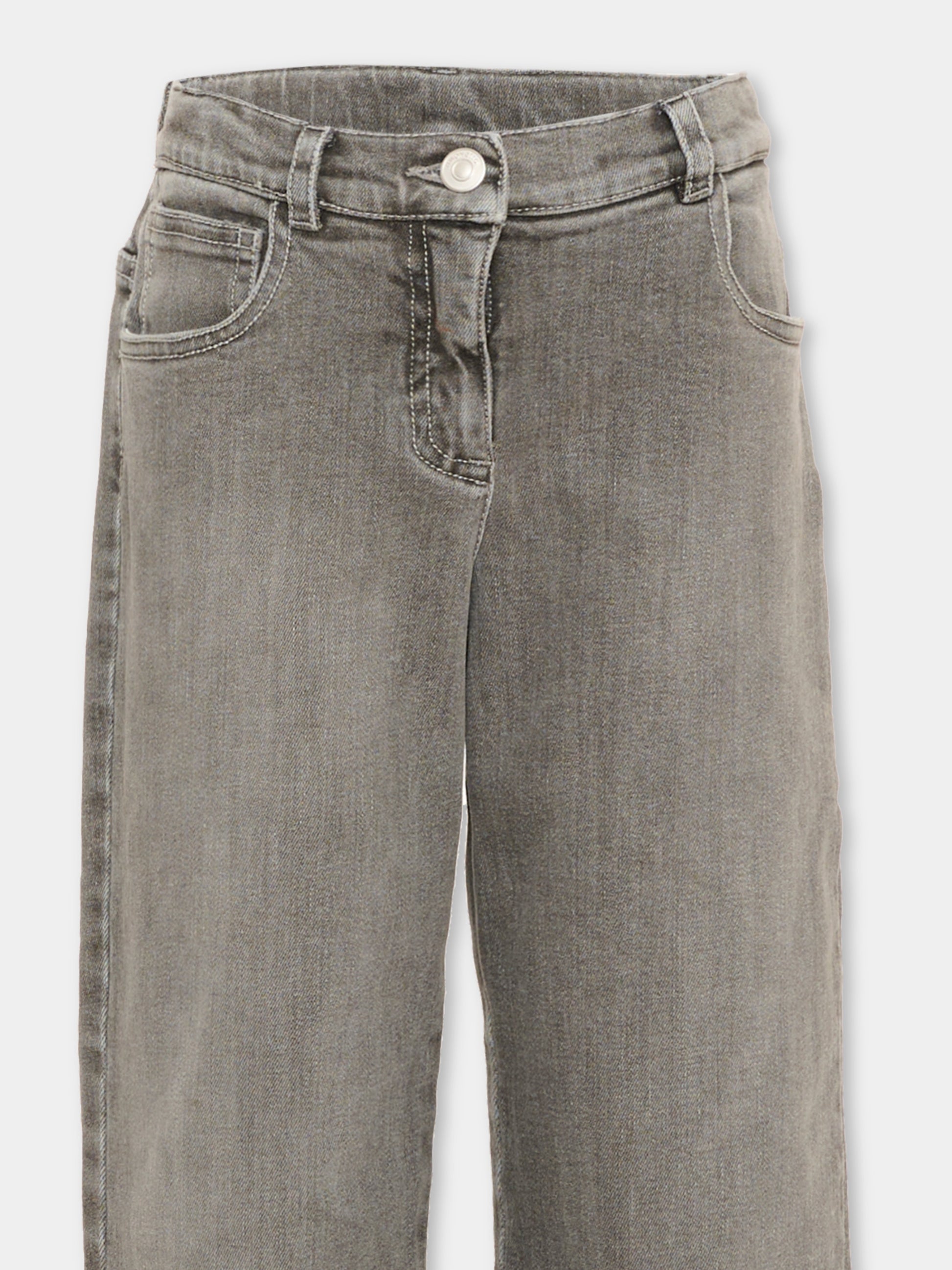 Jeans grigio per bambina smerlati,Simonetta,SZ6A70 D0004 920