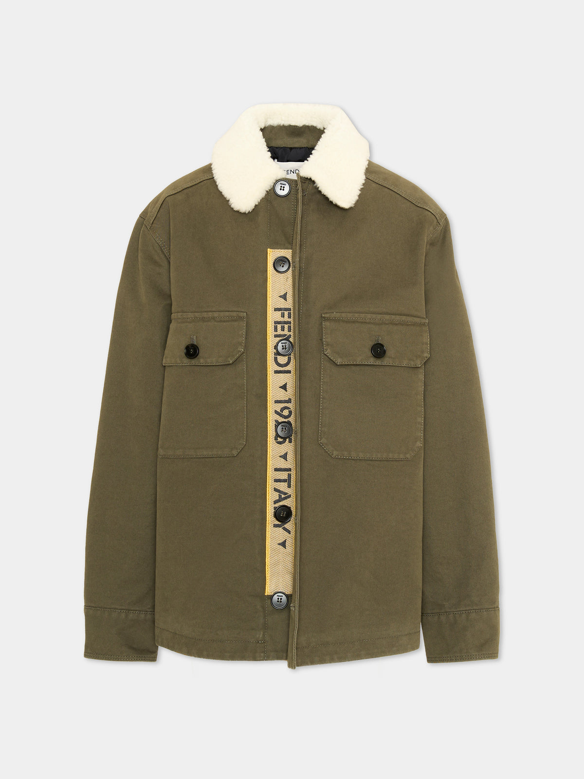 Giubbotto verde con colletto per bambini,Fendi Kids,JUA308 B1L2 F0QQ4