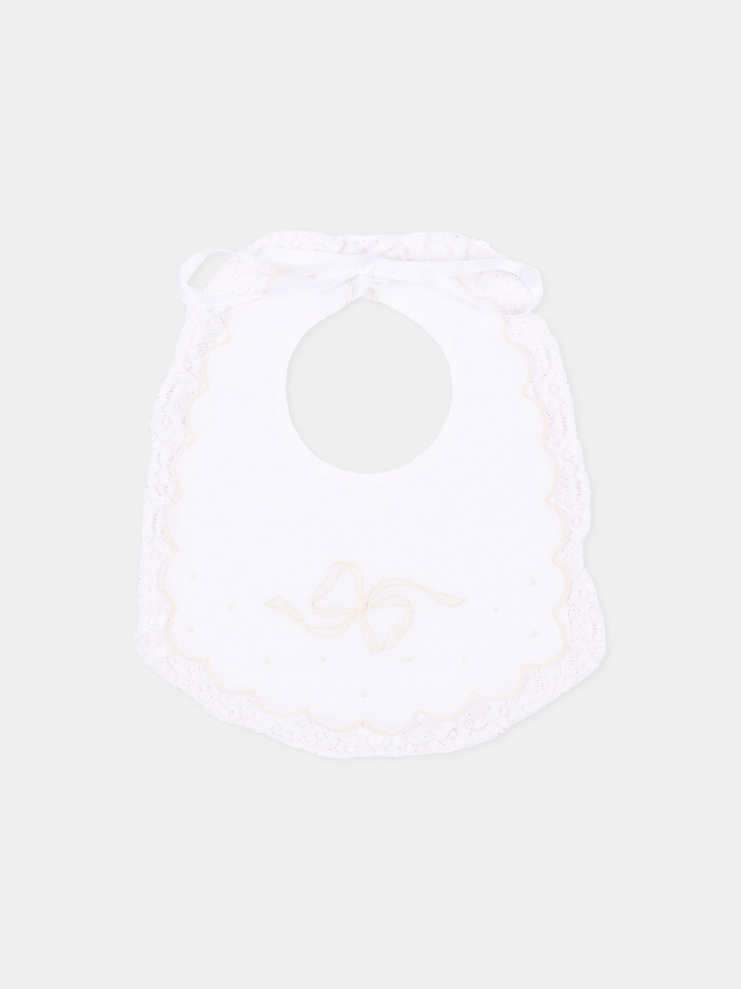 Bavaglini avorio per neonata ricamato,Mariella Ferrari,BAA1 AVORIO