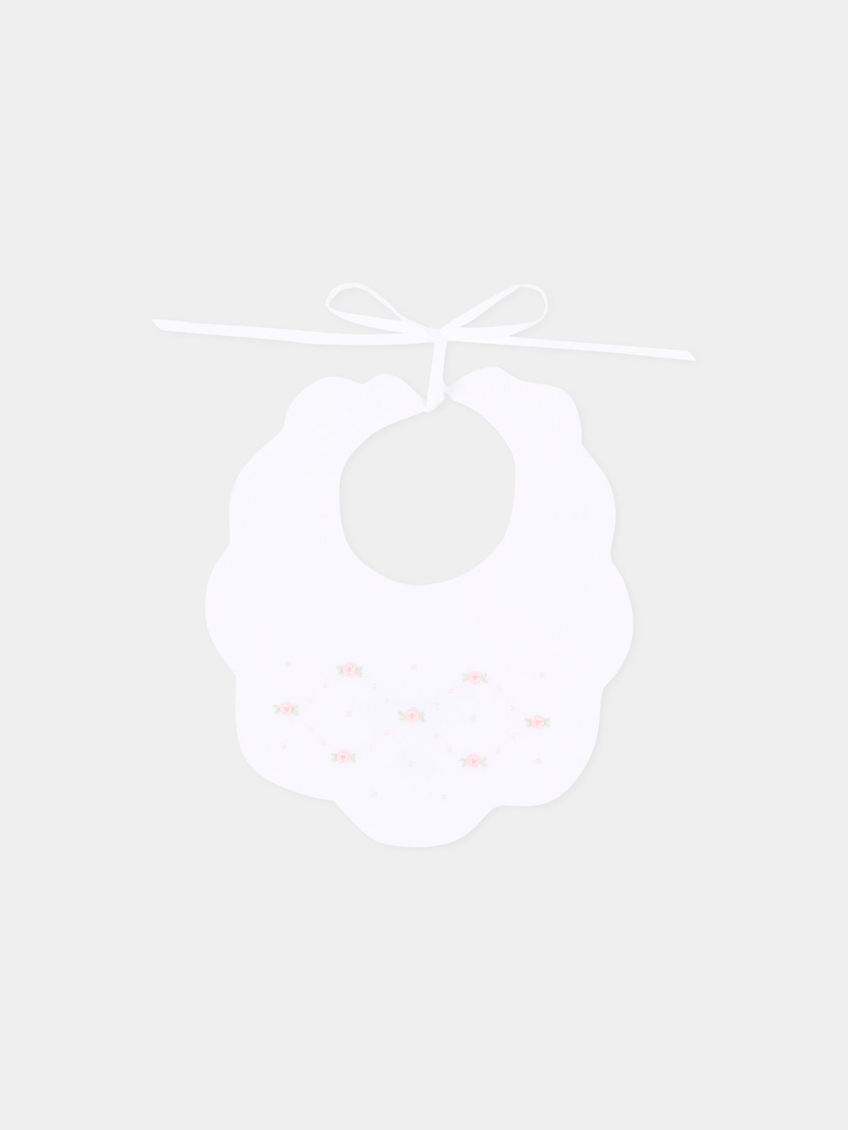 Bavaglino bianco per neonata ricamato,Mariella Ferrari,BAH8 ROSA