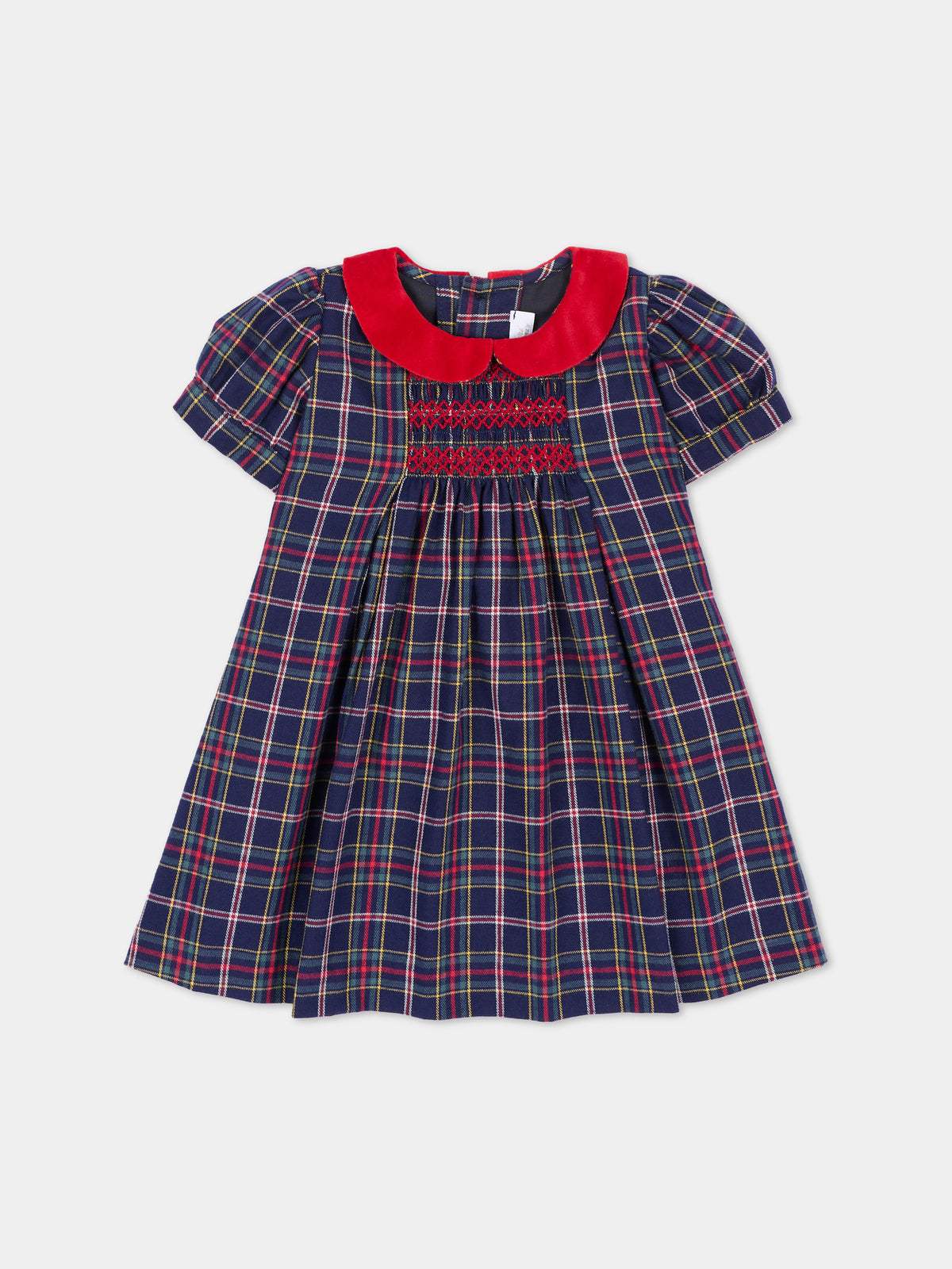 Abito elegante blu tartan per neonata,Mariella Ferrari,ABG7MC 027