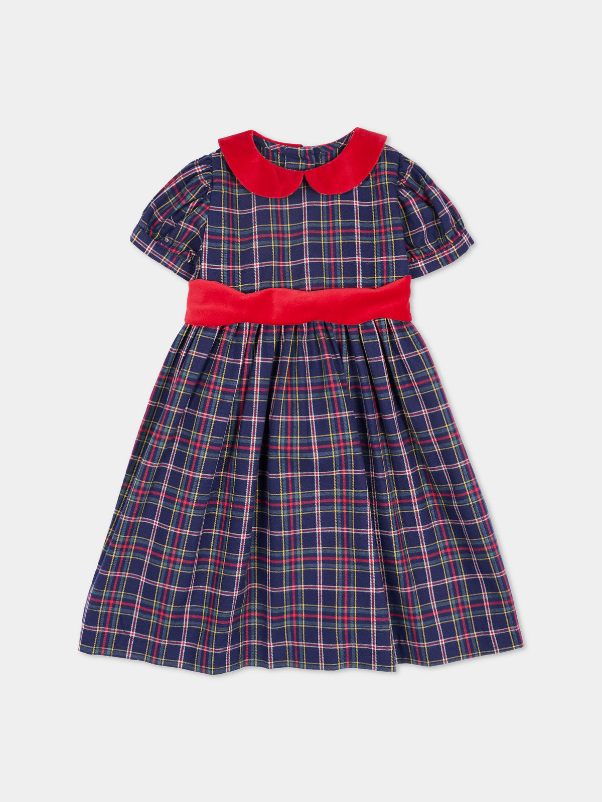 Abito elegante blu per neonata tartan
